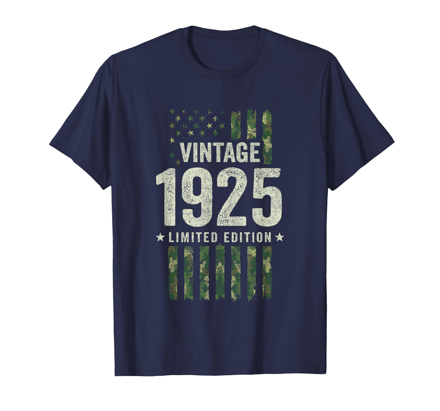 Vintage 1925 - Military Camo American Flag - Birthday 1925 T-Shirt