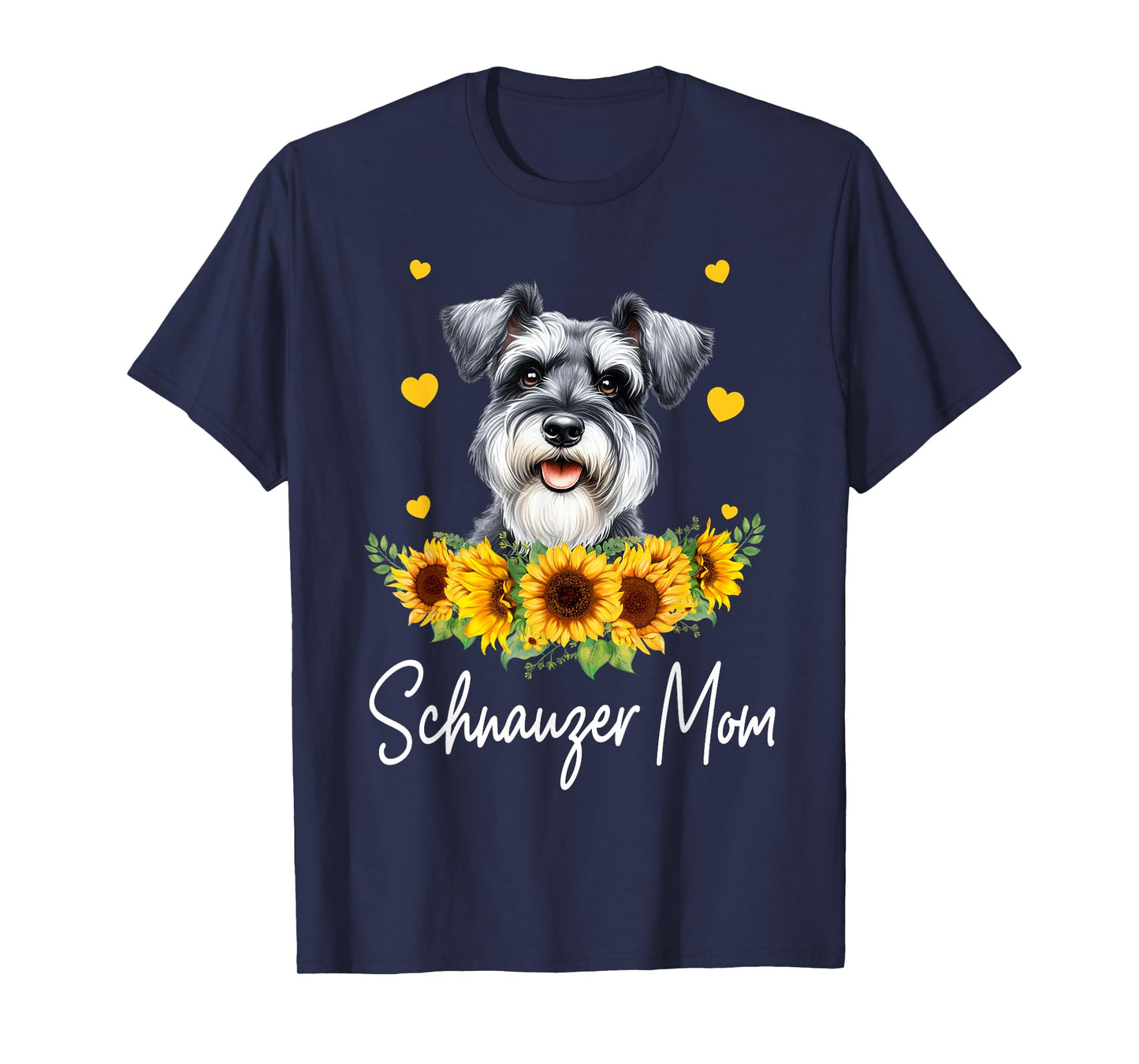 Womens Sunflower Schnauzer Mom Dog Lover T-Shirt