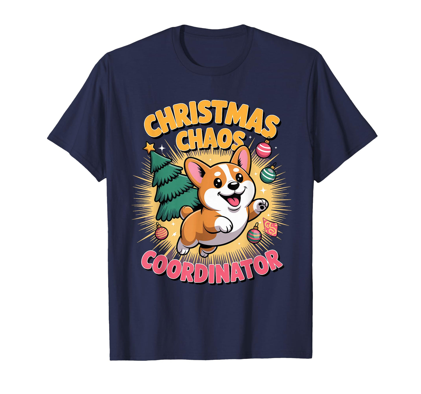 Christmas Chaos Coordinator Xmas Puppy Funny Corgidor T-Shirt