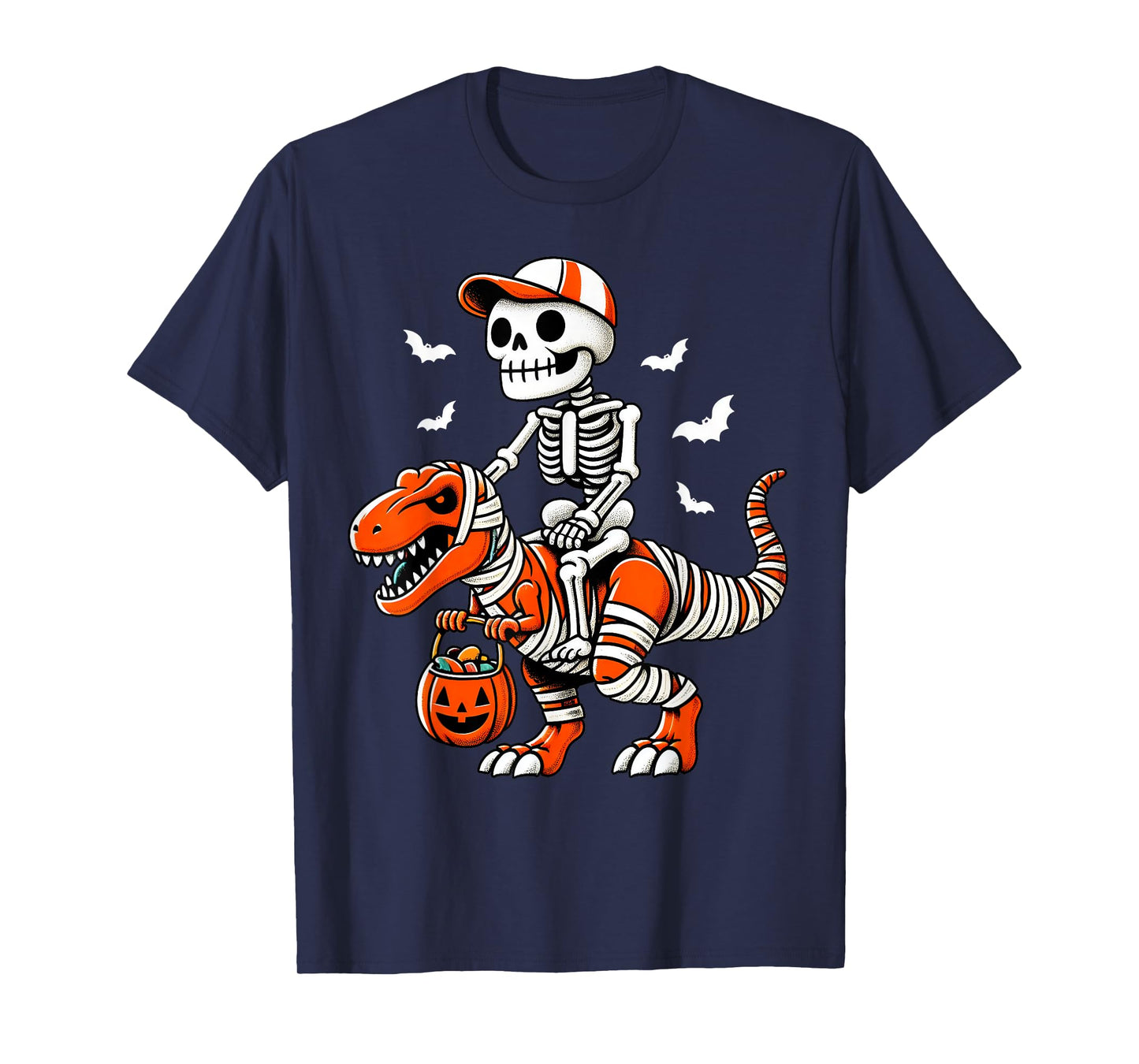 Cool Skeleton T Rex Dino Mummy Toddler Boy Halloween Boy Kid T-Shirt