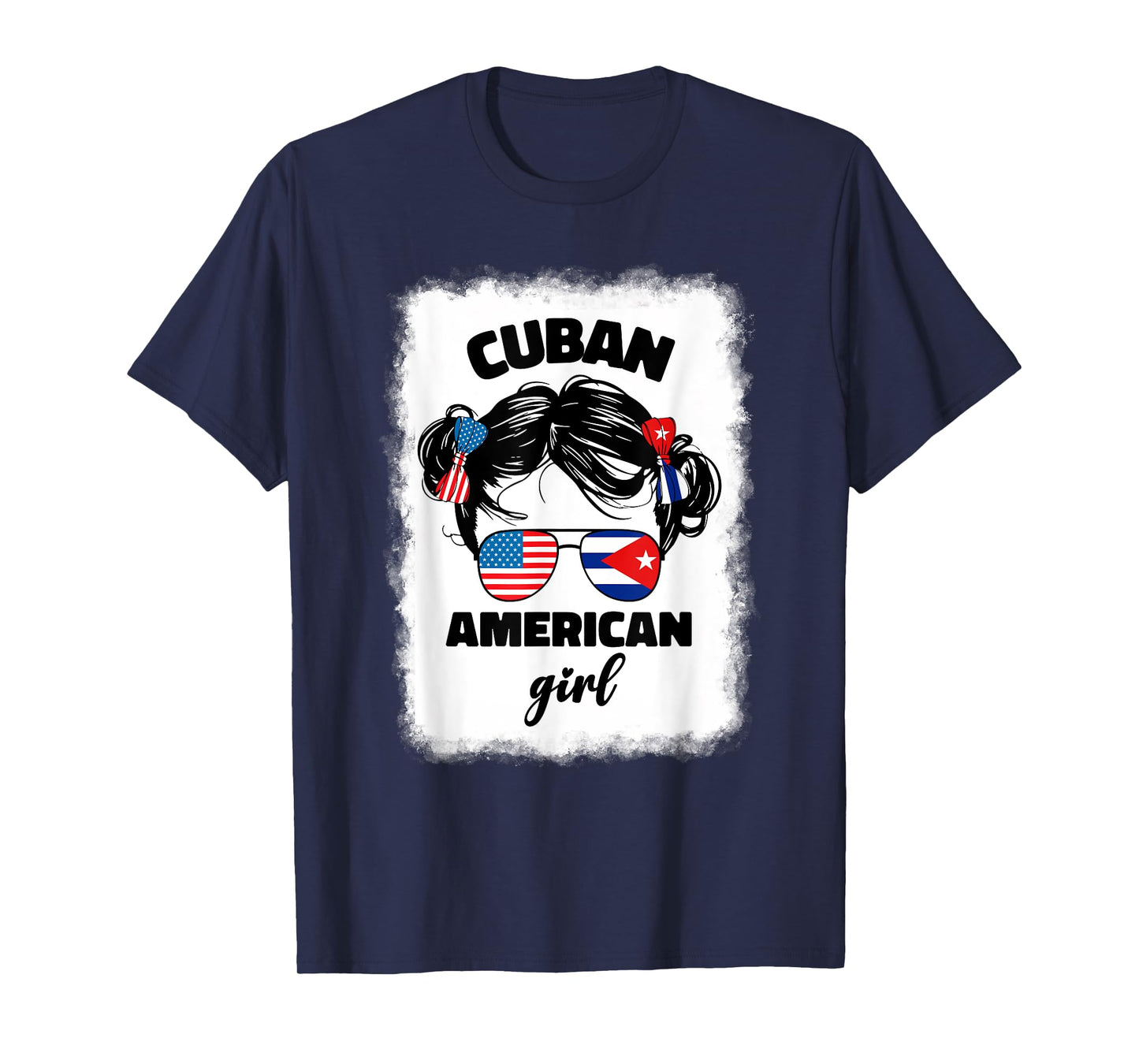 Half Cuban And American America Cuba Usa Flag Kids Girl Cute T-Shirt