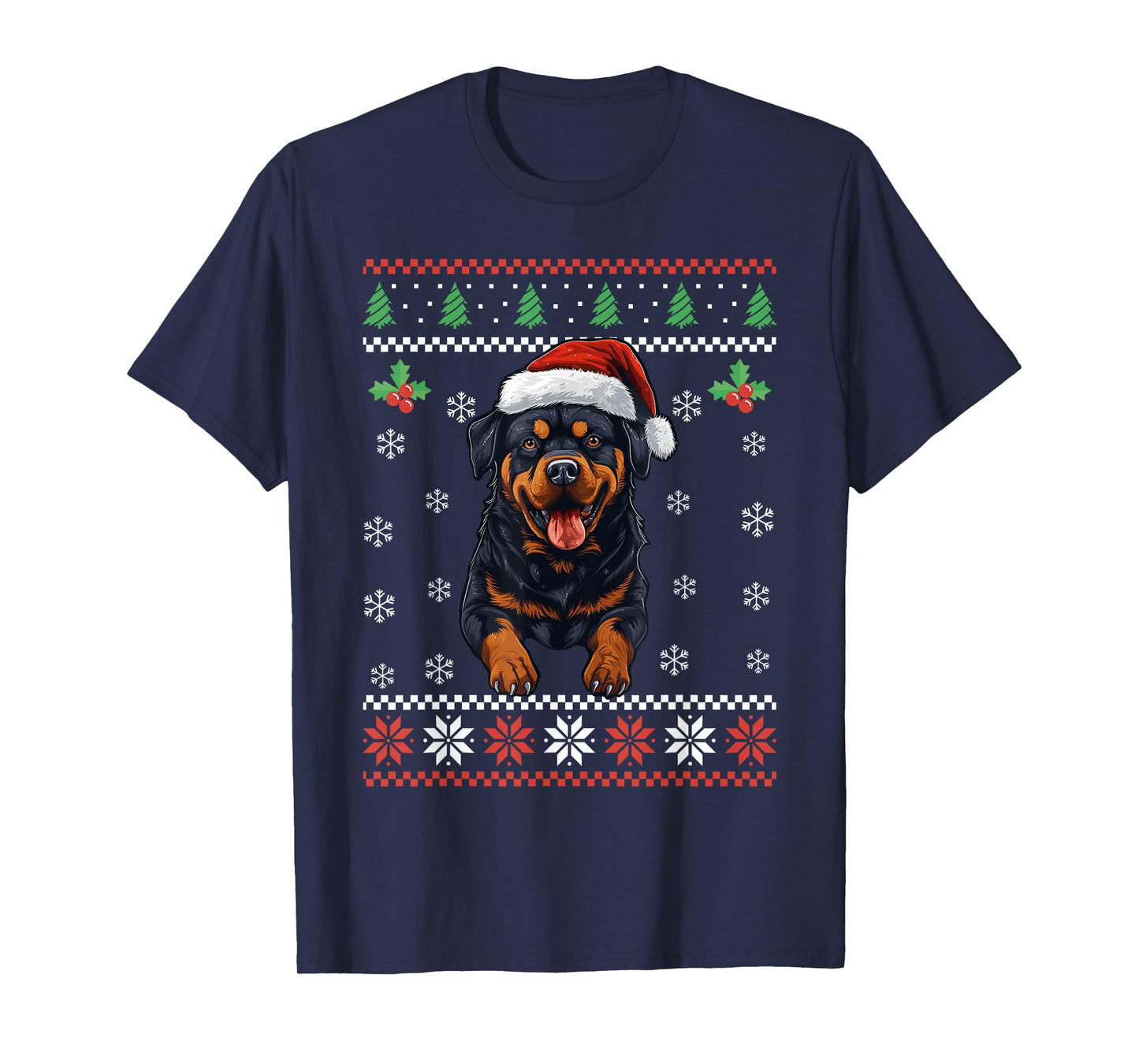 Rottweiler Dog Ugly Christmas Sweater Xmas For Adults Kids T-Shirt