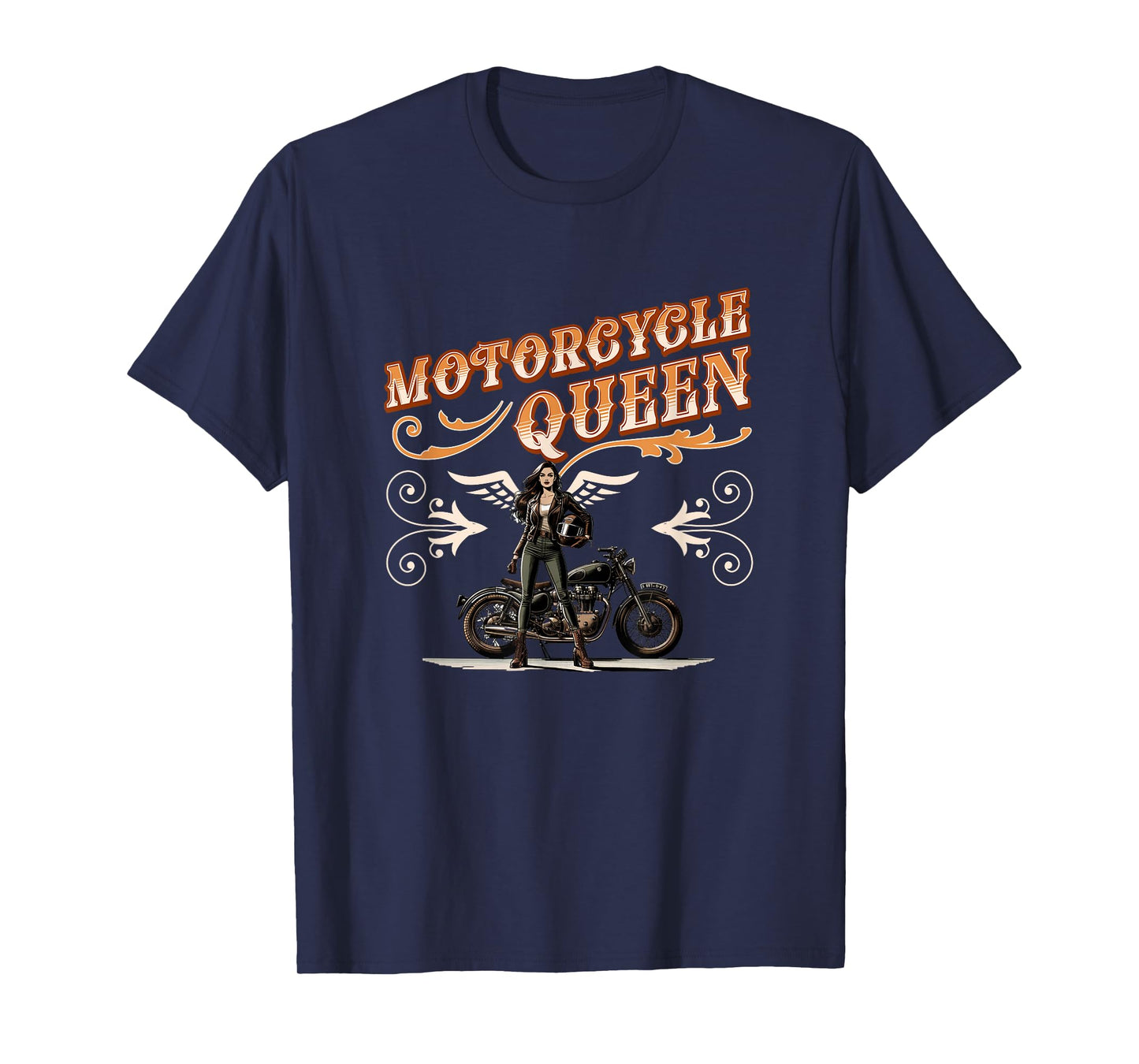 Motorcycle Queen Vintage Motorbike Lady Biker Girl Women T-Shirt