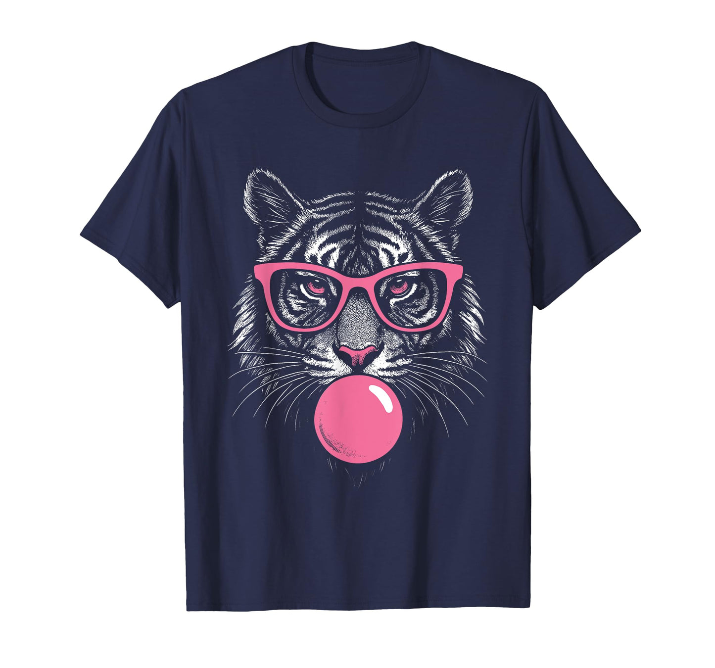 Tiger Face Pink Sunglasses Wild Animal Jungle Women Girls T-Shirt