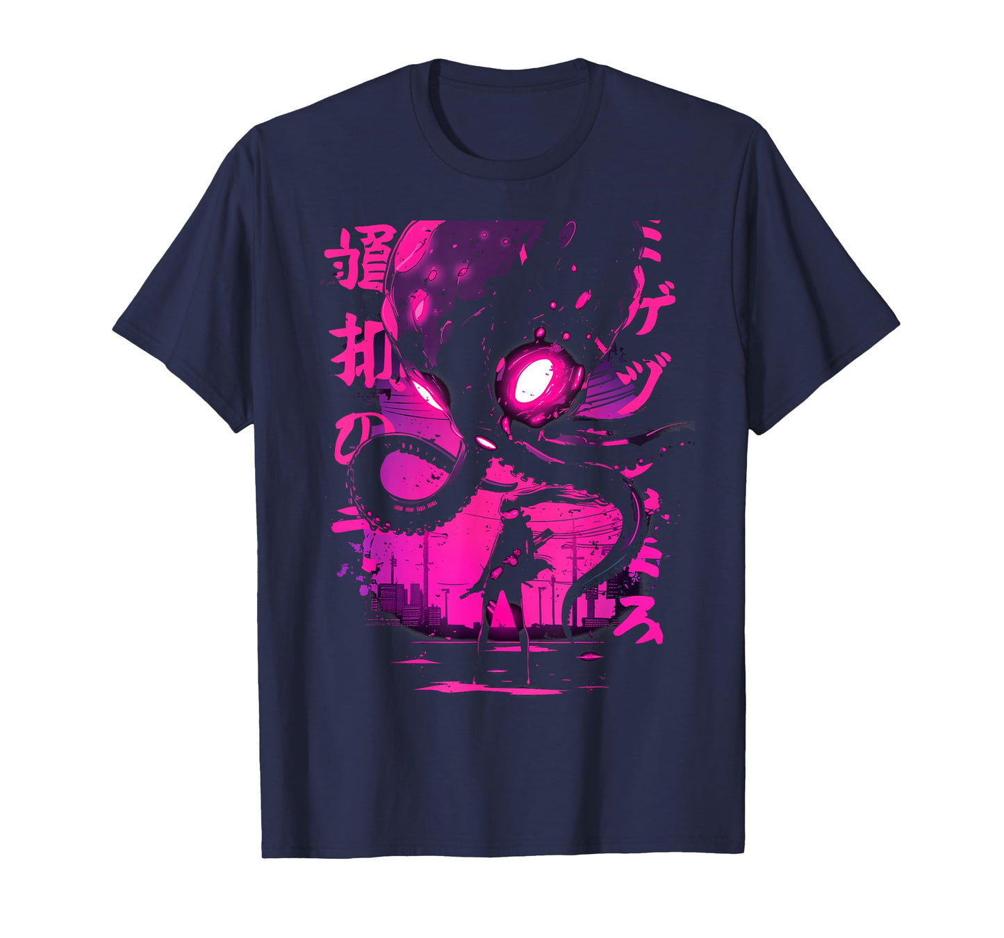 Cyberpunk Anime Girl Kaiju Octopus Manga Gothic Japanese T-Shirt