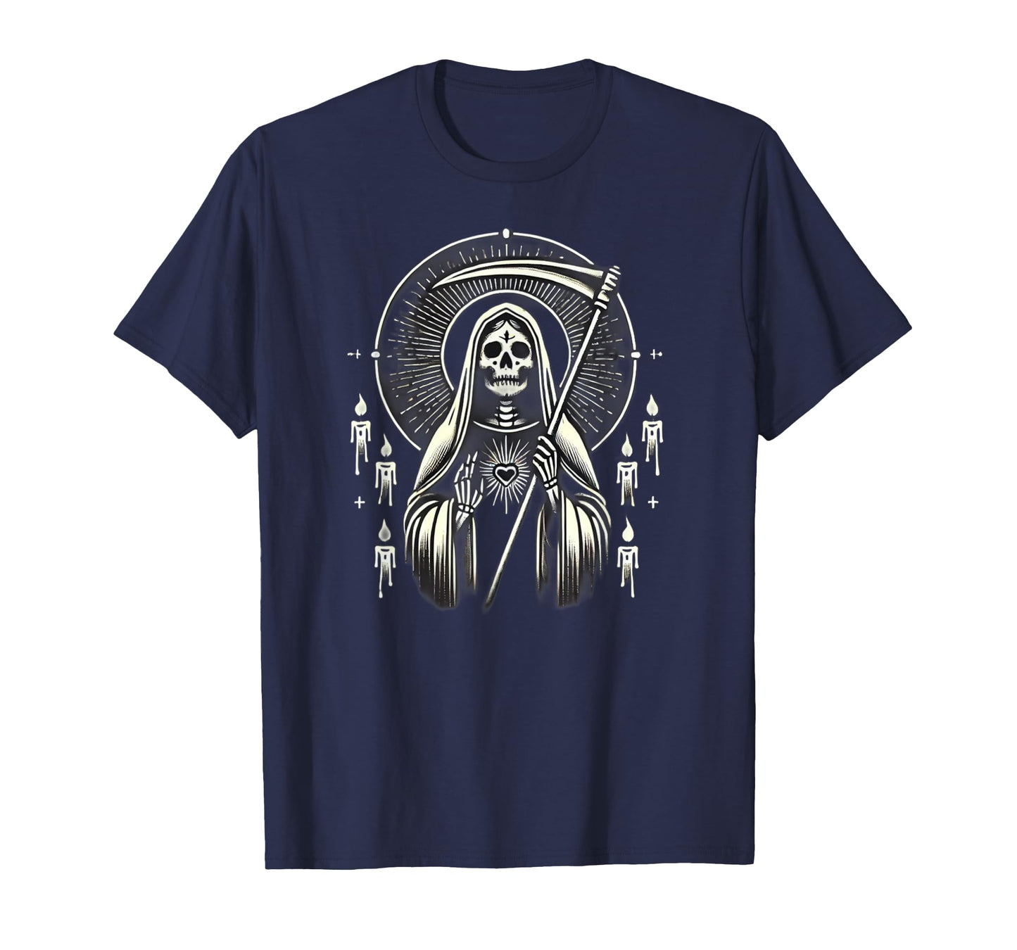 Santa Muerte Sacred Art – Mystical Skeleton with Scythe T-Shirt