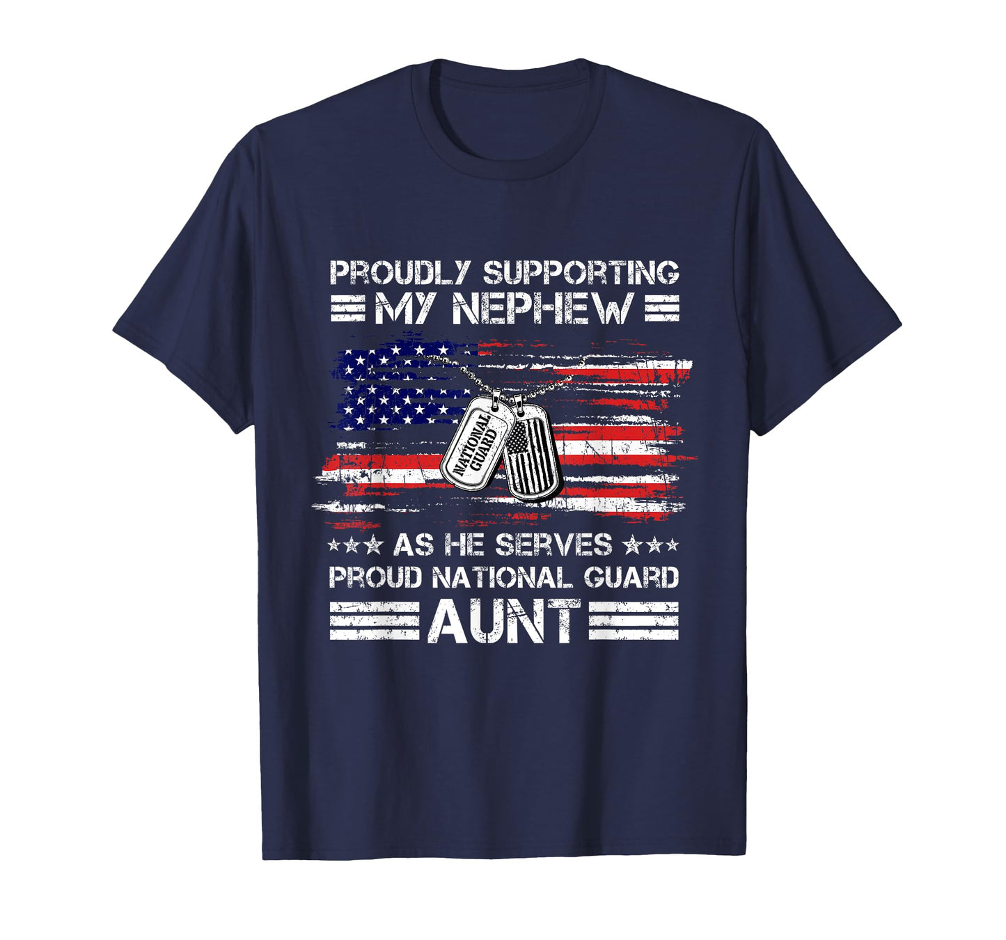 Proud National Guard Aunt American Flag Veteran Military T-Shirt