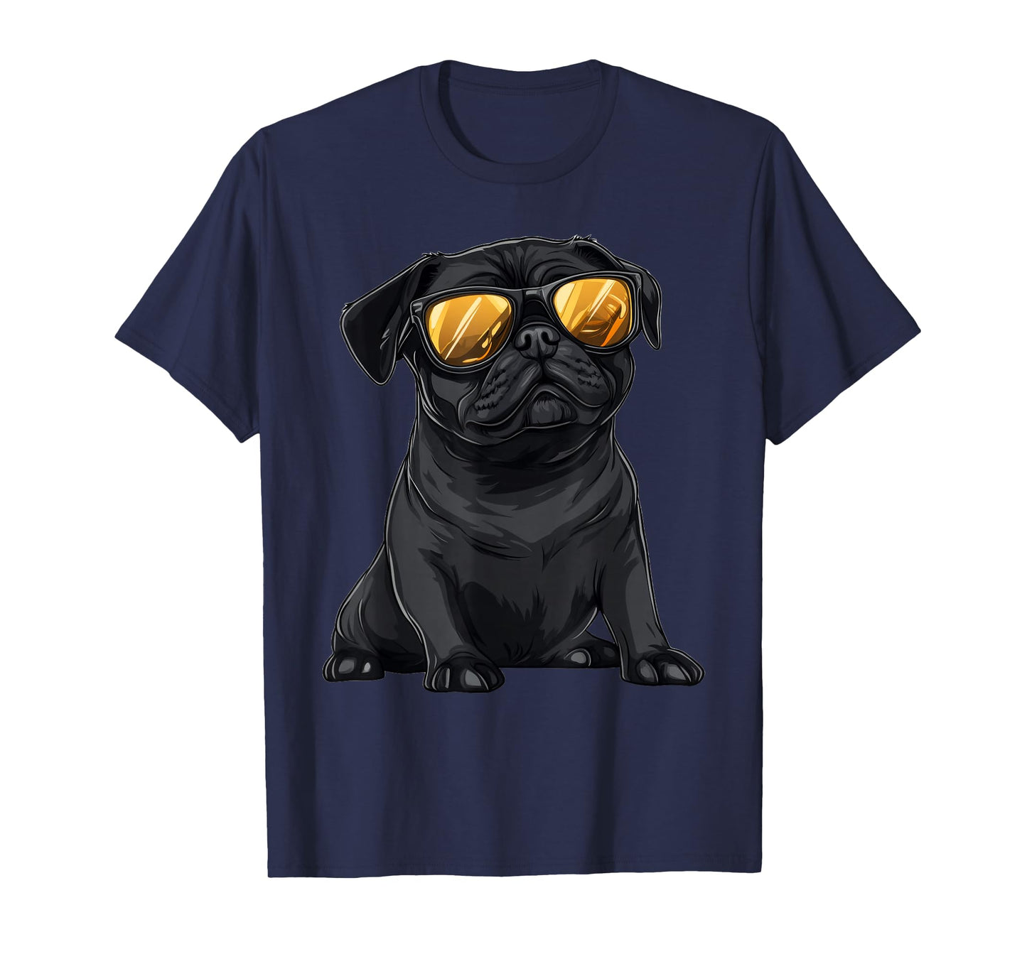 Black Pug Wearing Sunglasses Dog T-Shirt