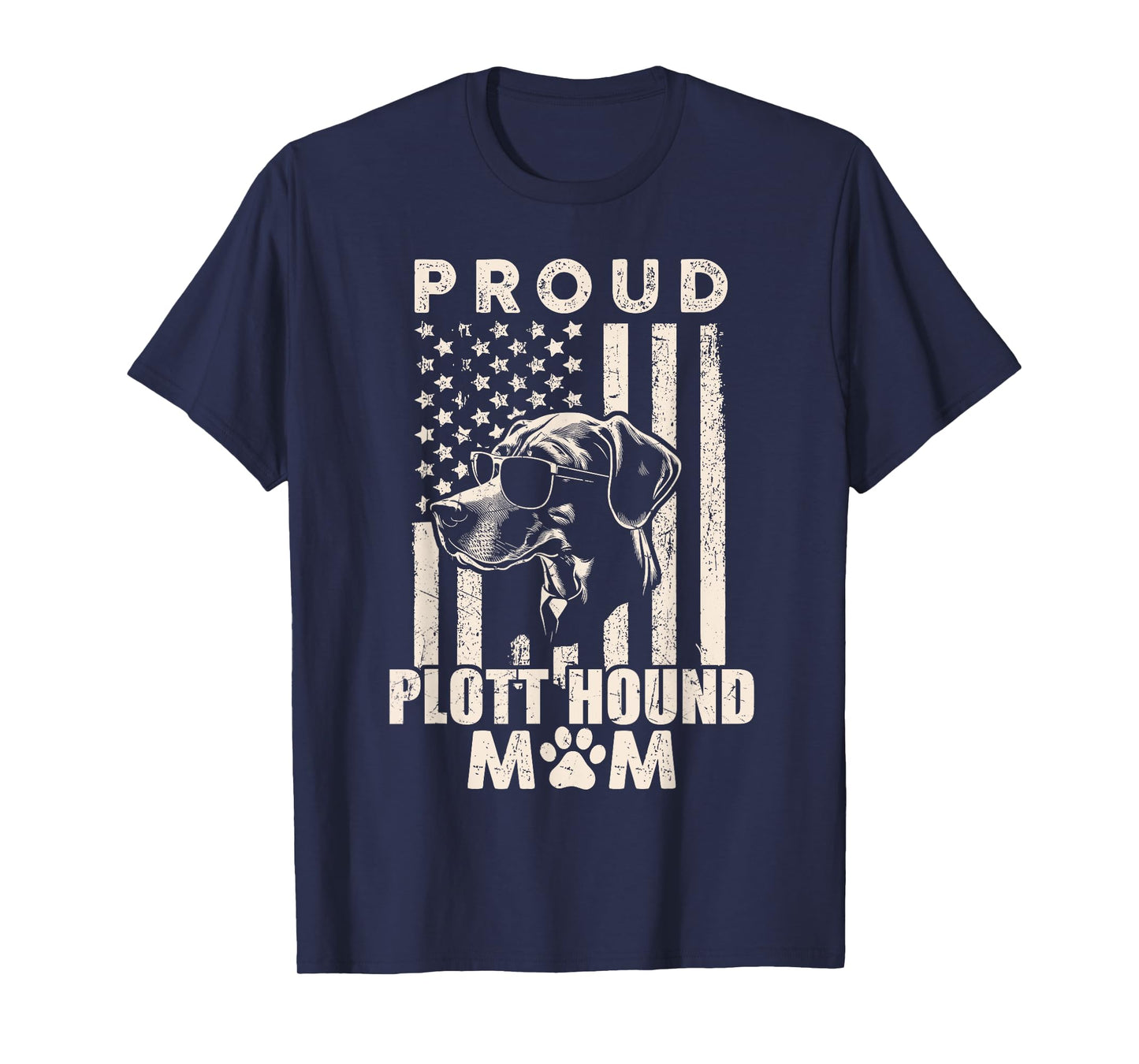 Proud Plott Hound Mom American Flag Patriotic Dog Owner Xmas T-Shirt