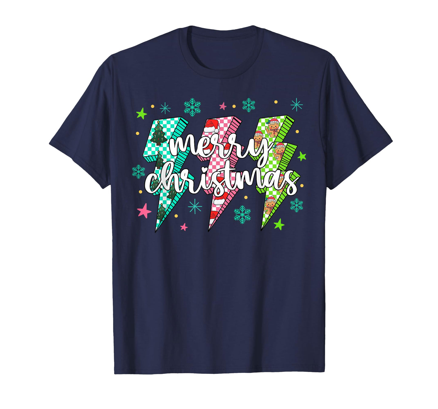 Merry Christmas Lights Red Santa Hat Xmas Family Men Women T-Shirt
