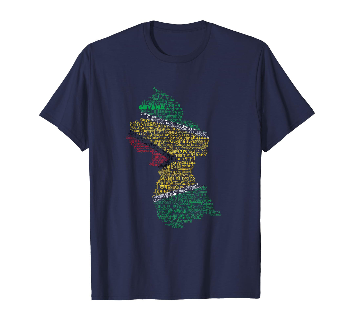 Guyana Map, Guyanese flag, Guyana in world languages T-Shirt
