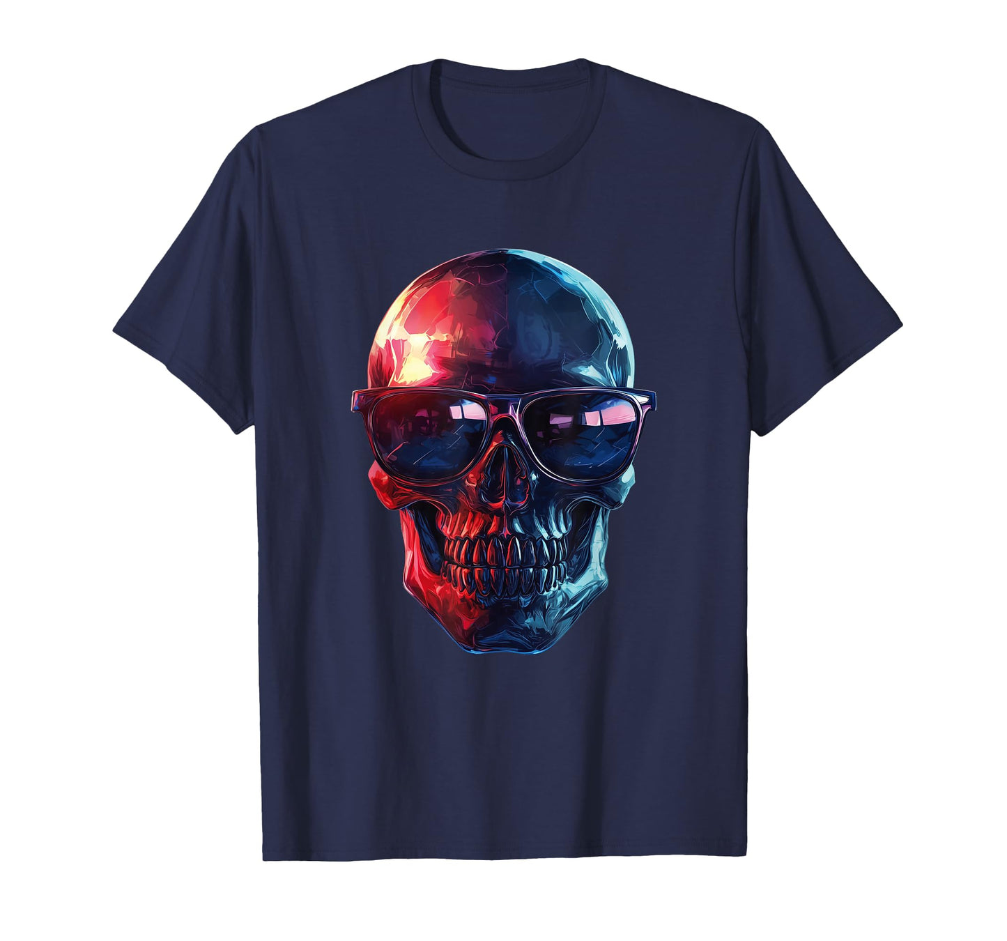 Skull wearing Sunglasses Gothic Goth Skeleton Emo Graphic T-Shirt