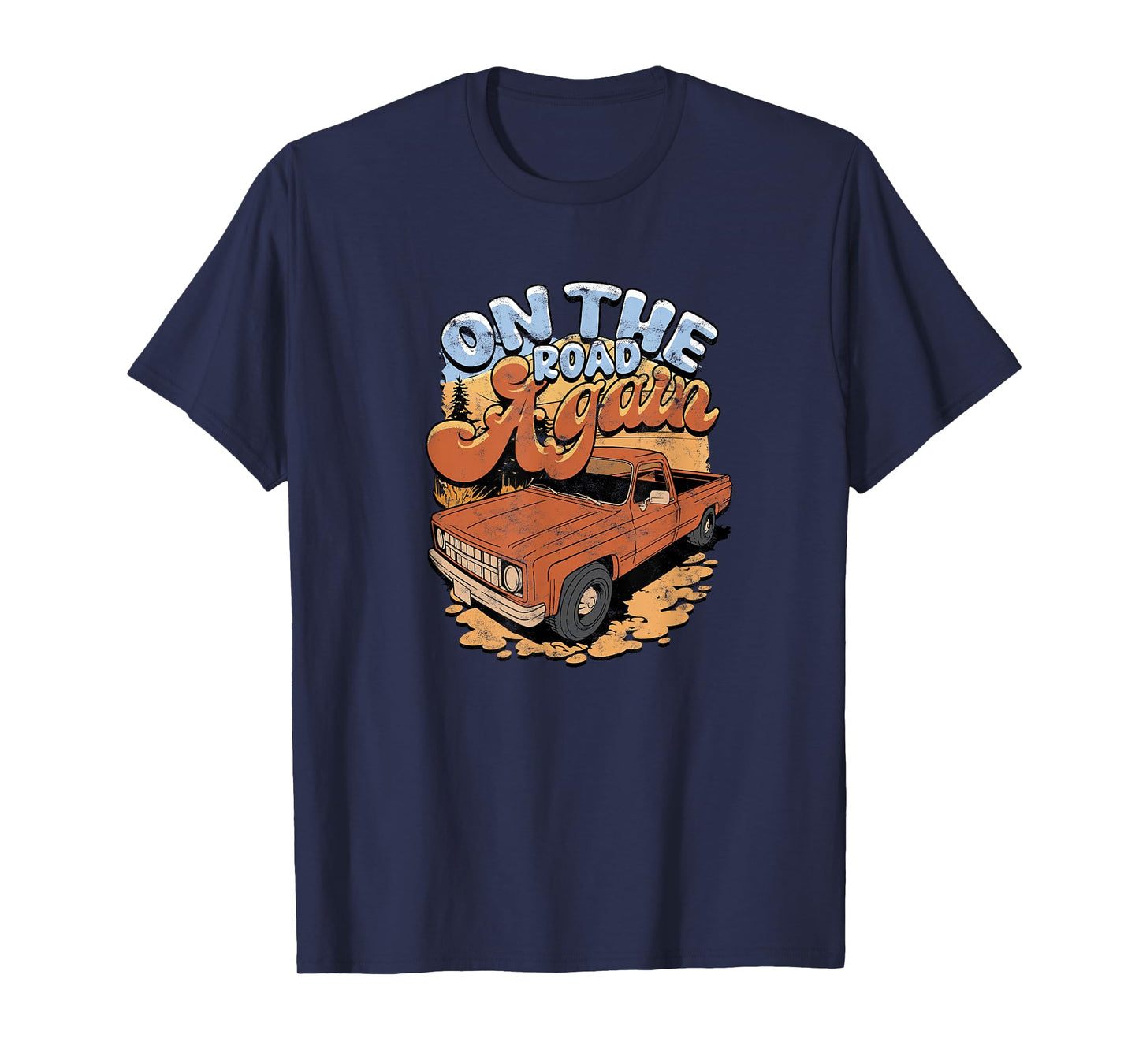 Travel Adventures On The Road Again T-Shirt, Small, Black