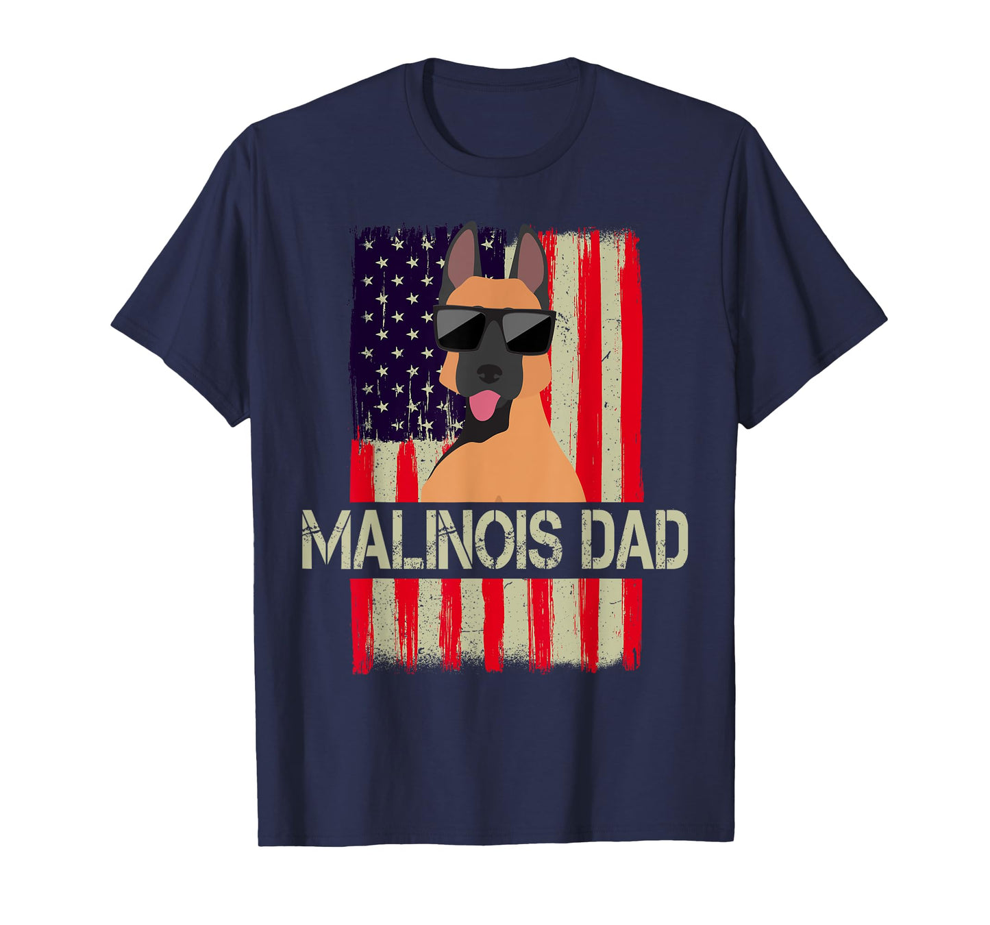 Funny Belgian Malinois Dad American Flag 4th Of July T-Shirt for Men