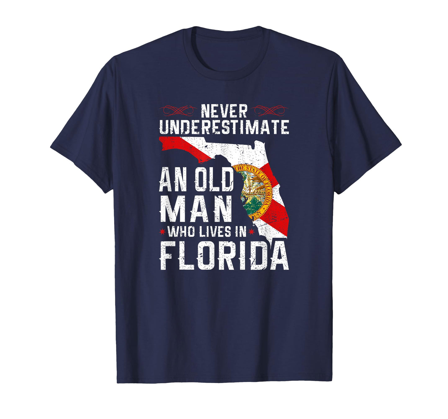 Flag Florida Home Old Man Flo Grown T-Shirt