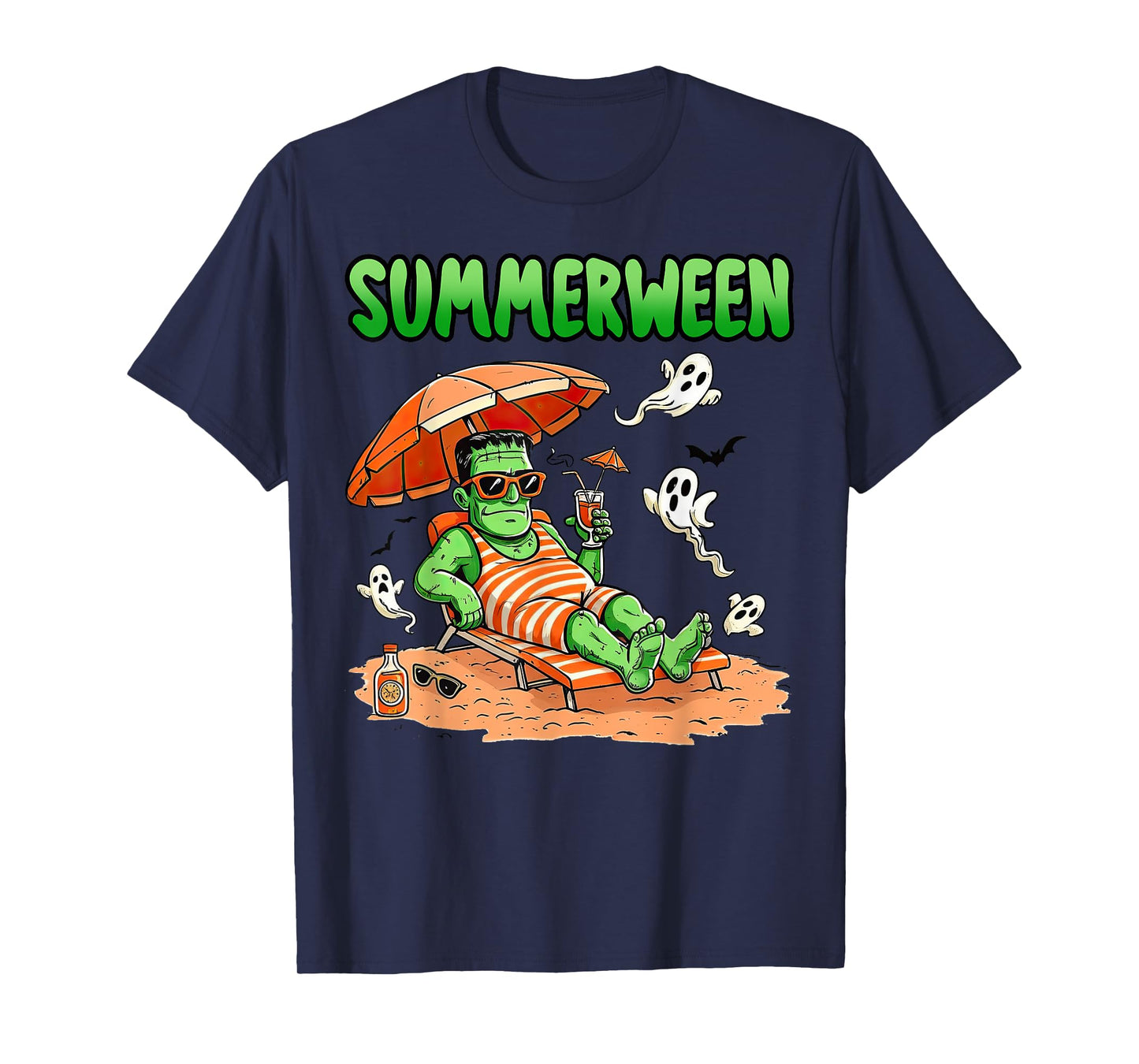 Summerween Halloween Hello Summer Frankenstein Boo Ghost T-Shirt