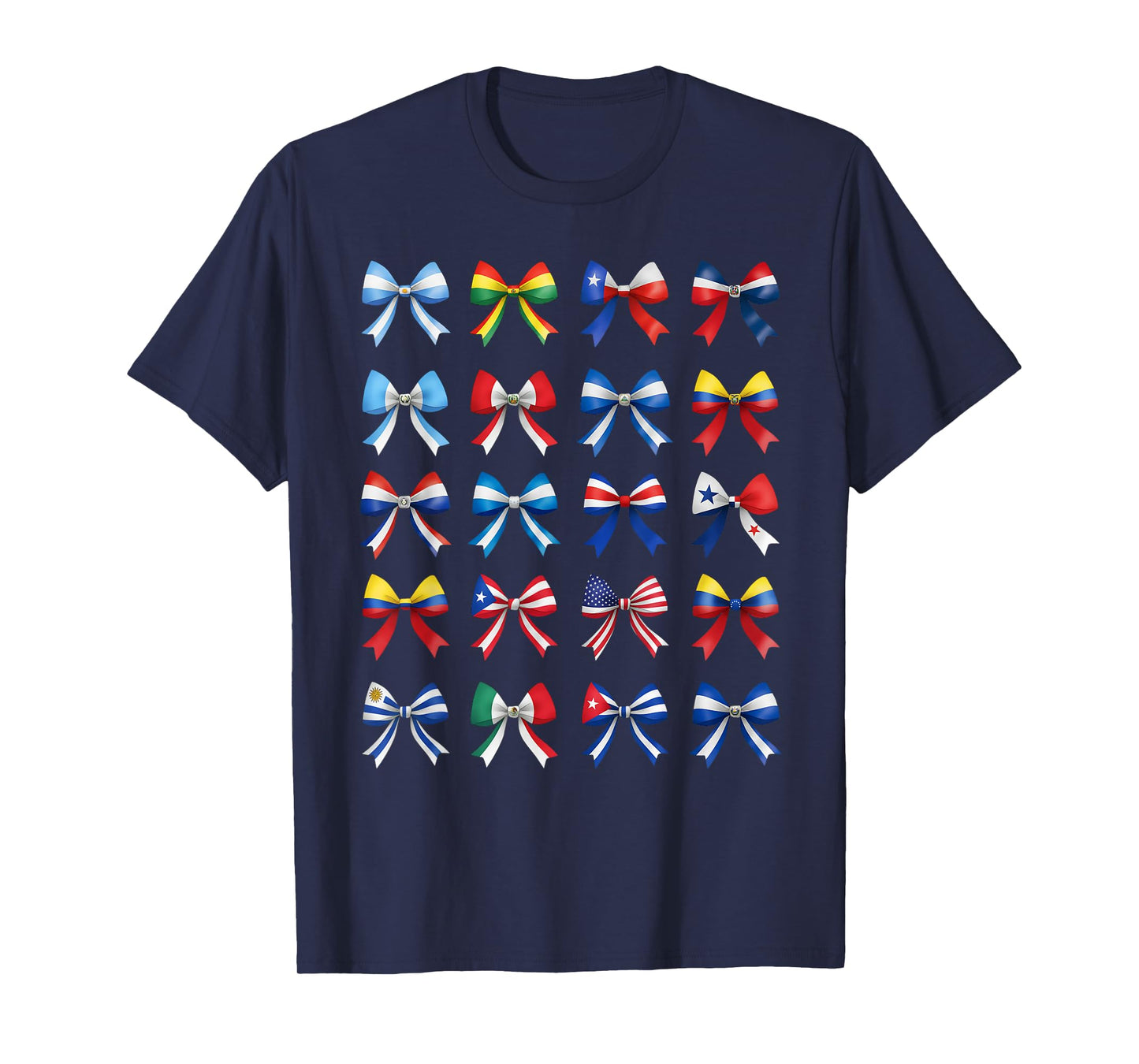 Hispanic Heritage Month Countries Flags Maestra Coquette Bow T-Shirt