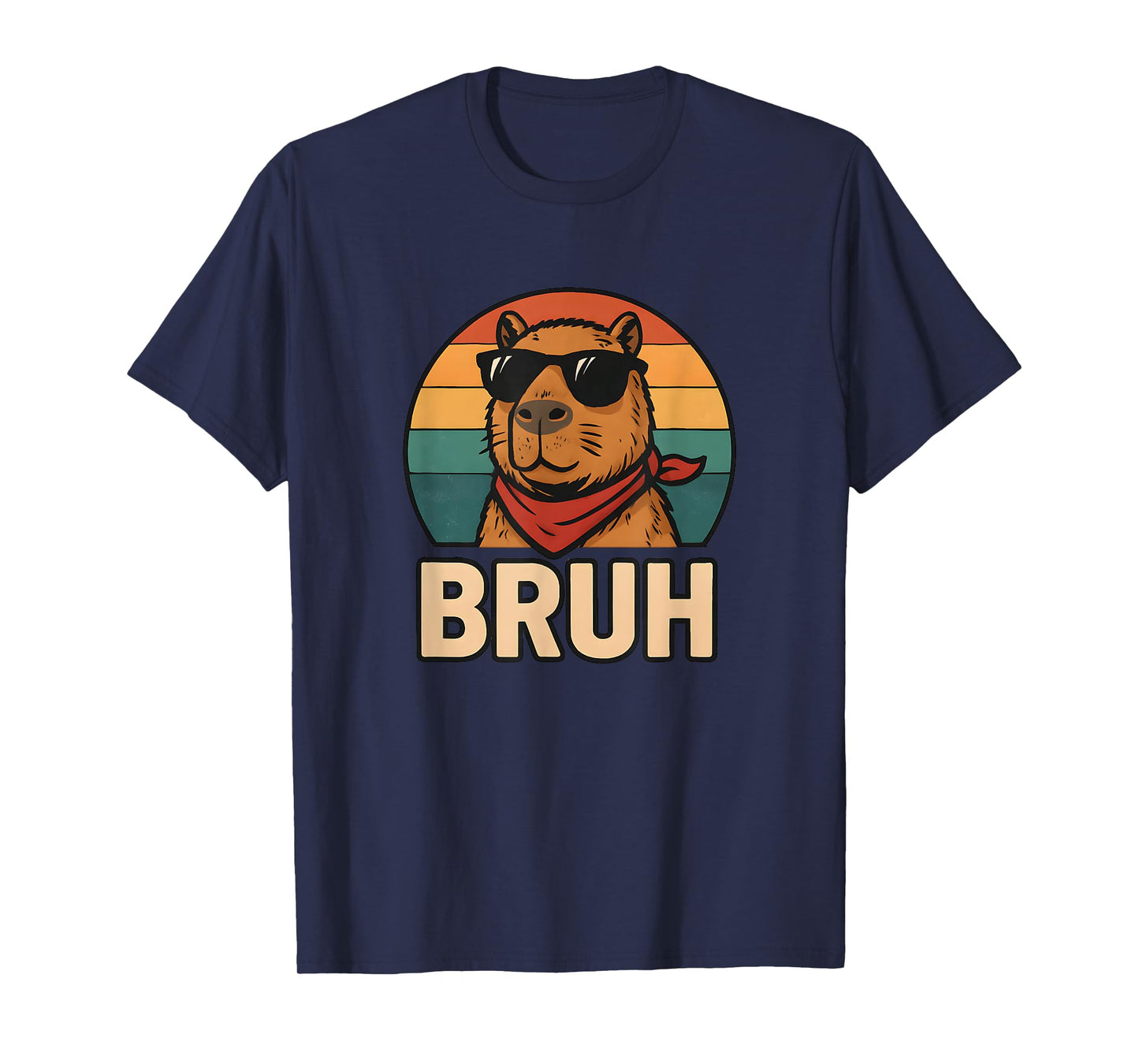 Vintage Capybara Bruh with Sunglasses and Bandana Retro T-Shirt
