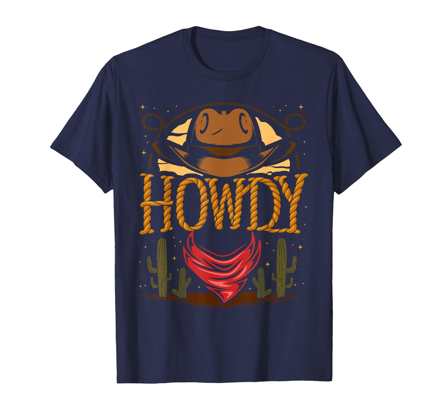 Howdy Cowboy Vintage Graphic Cactus Western Country Rodeo T-Shirt