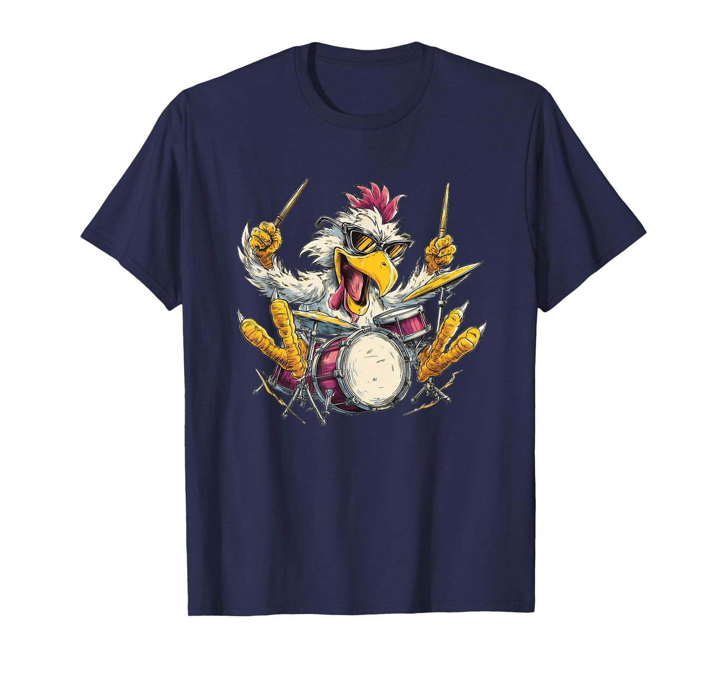Chicken Drummer with Cool Sunglasses Loves The Rhythm T-Shirt