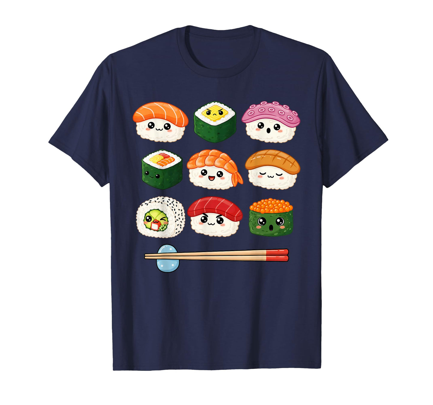 Happy Sushi Anime Kawaii Set Otaku Manga Japanese Food Lover T-Shirt