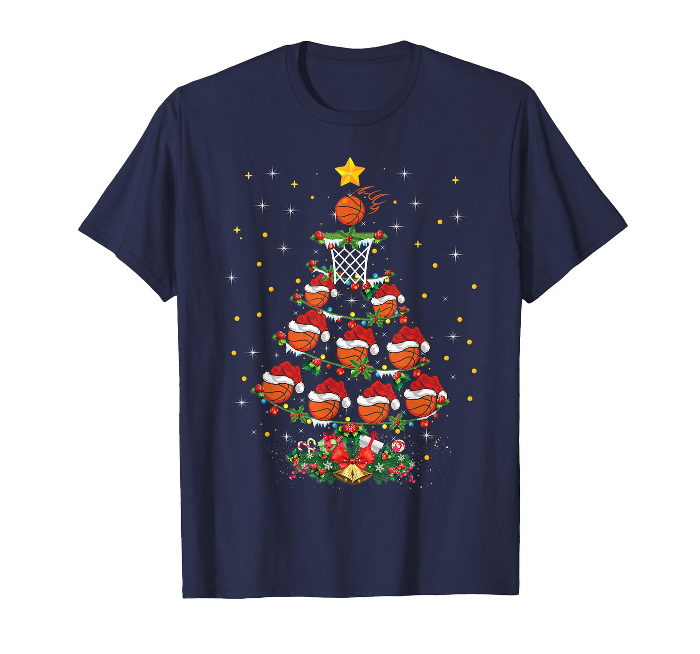 Basketball Sports Lover Xmas Gift Basketball Christmas Tree T-Shirt