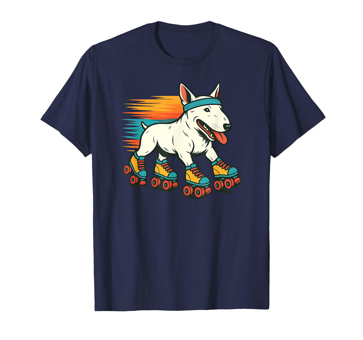 English Bull Terrier Roller Skating Retro Vintage Dog Lover T-Shirt