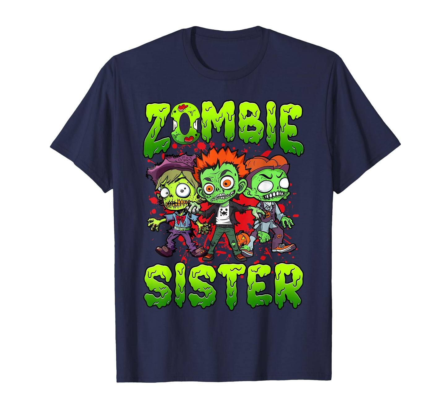 Zombie Sister Halloween Costume Family Matching T-Shirt