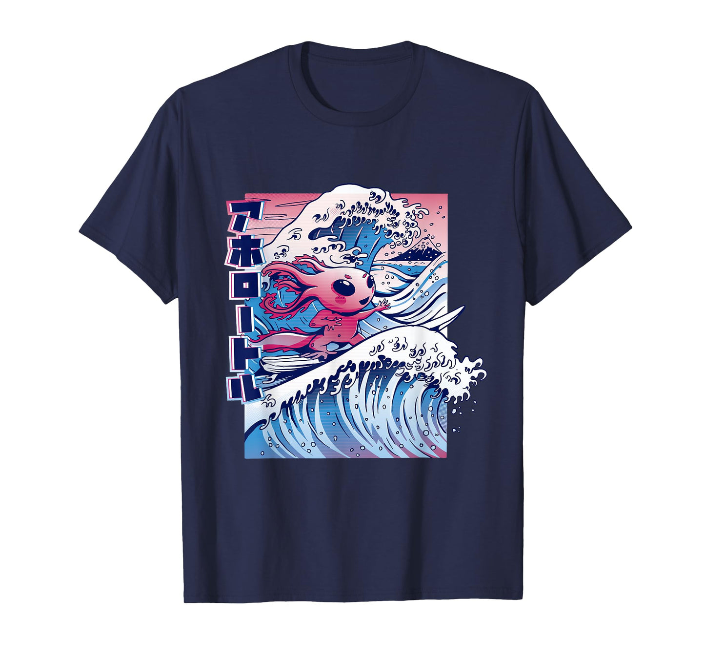 Axolotl Kanagawa Great Wave Japan T-Shirt