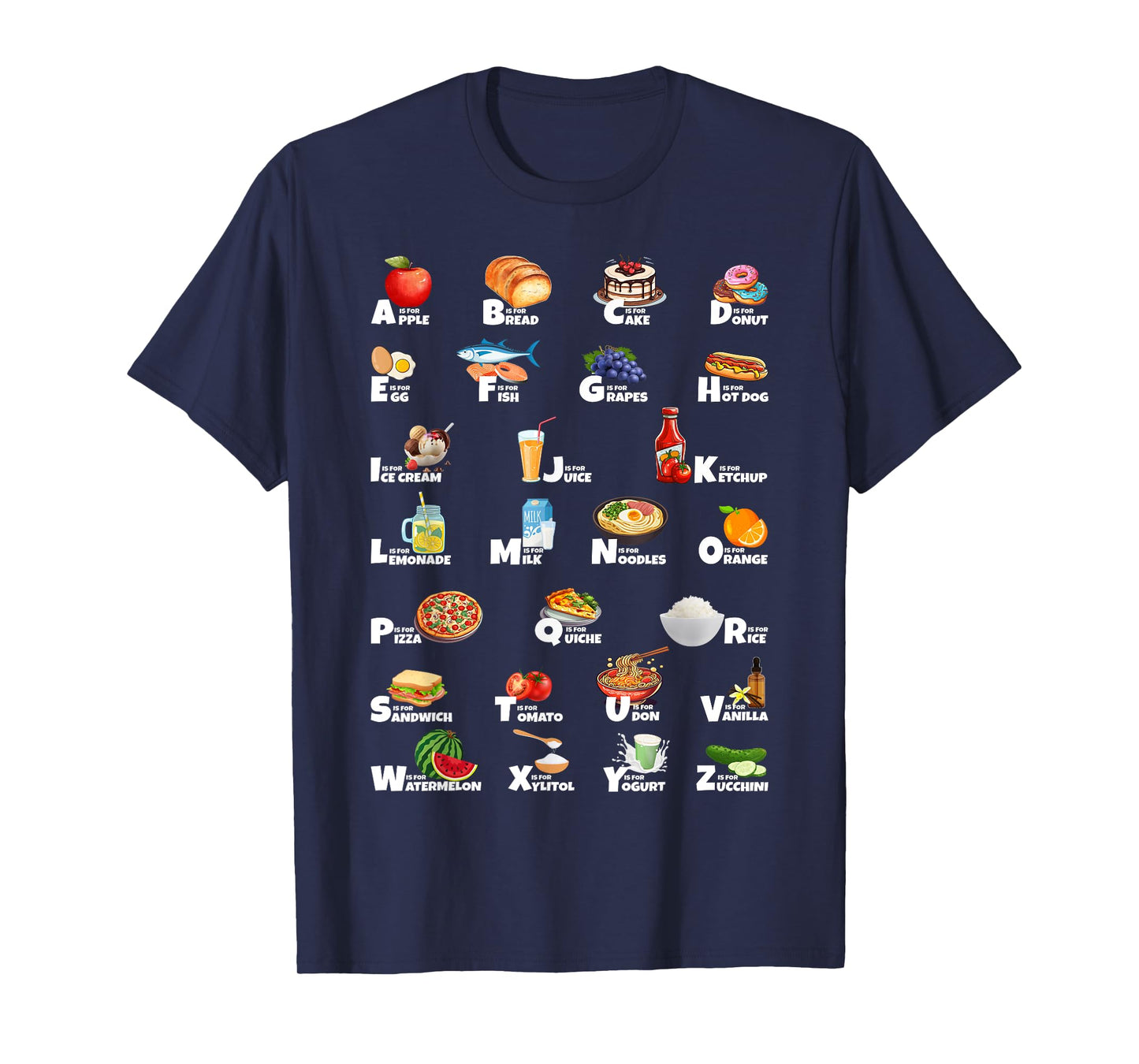 Types of Food Identification Kids ABC´s Foodie Alphabet T-Shirt