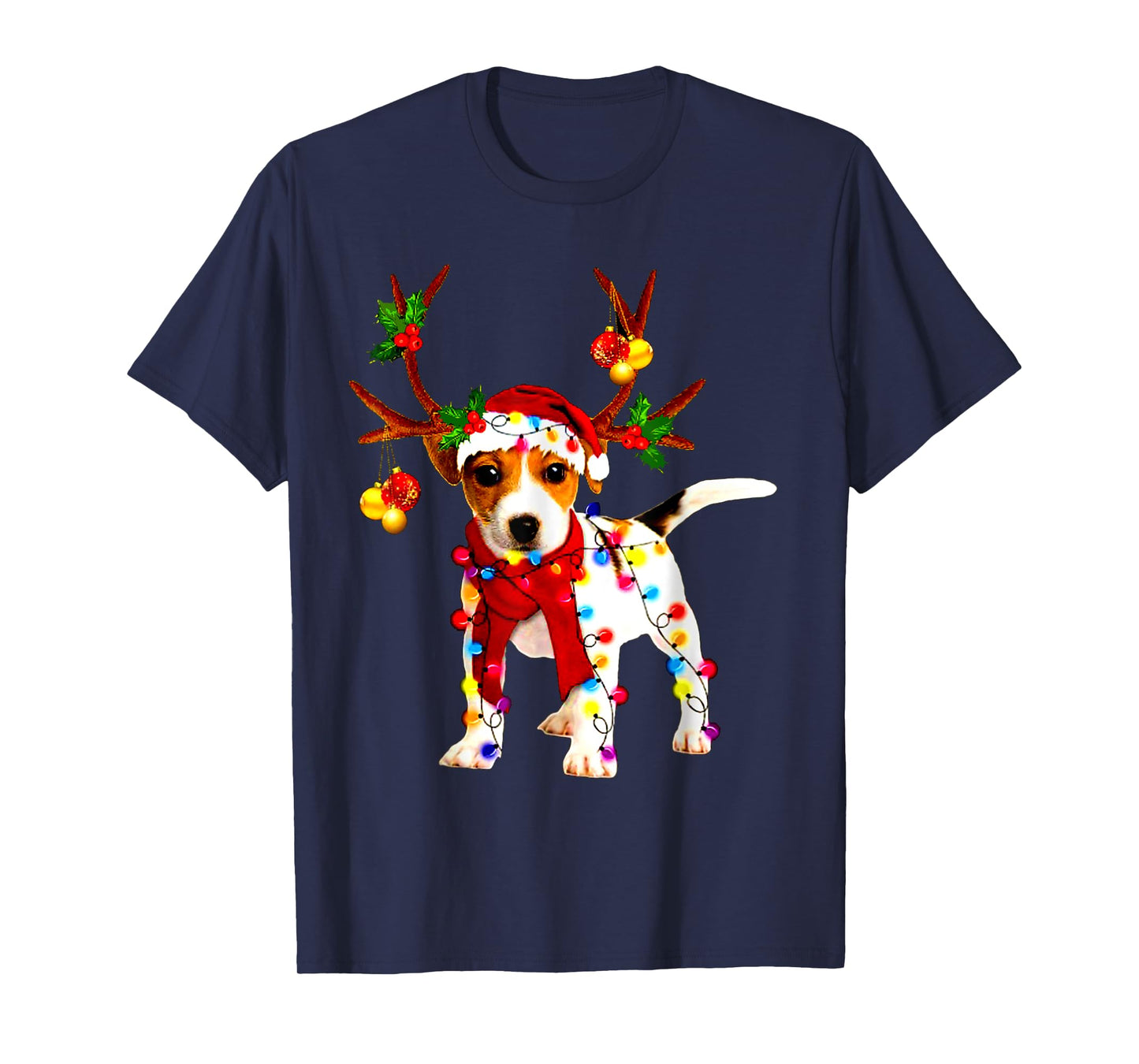 Santa jack russell gorgeous reindeer Light Christmas T-Shirt