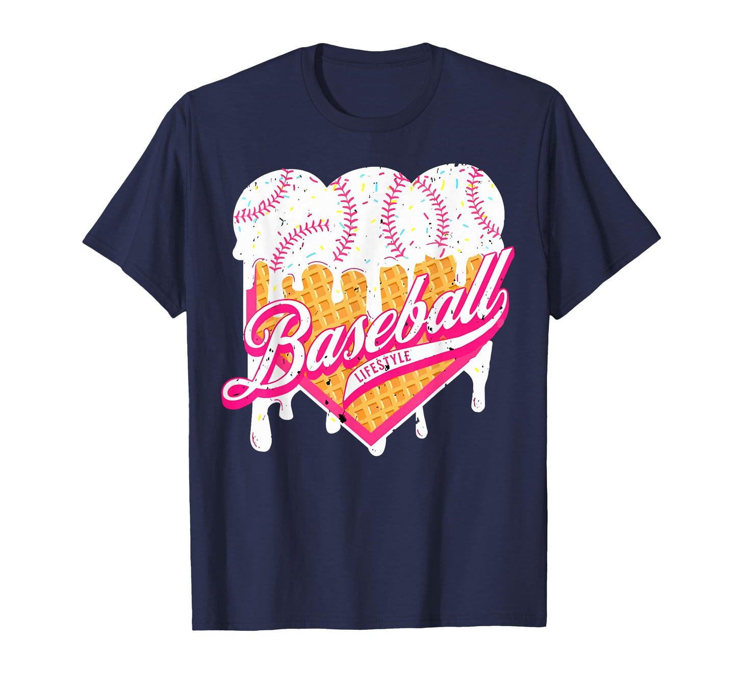Baseball Home Plate Drip for Boys Ice Cream Spinkle T-Shirt