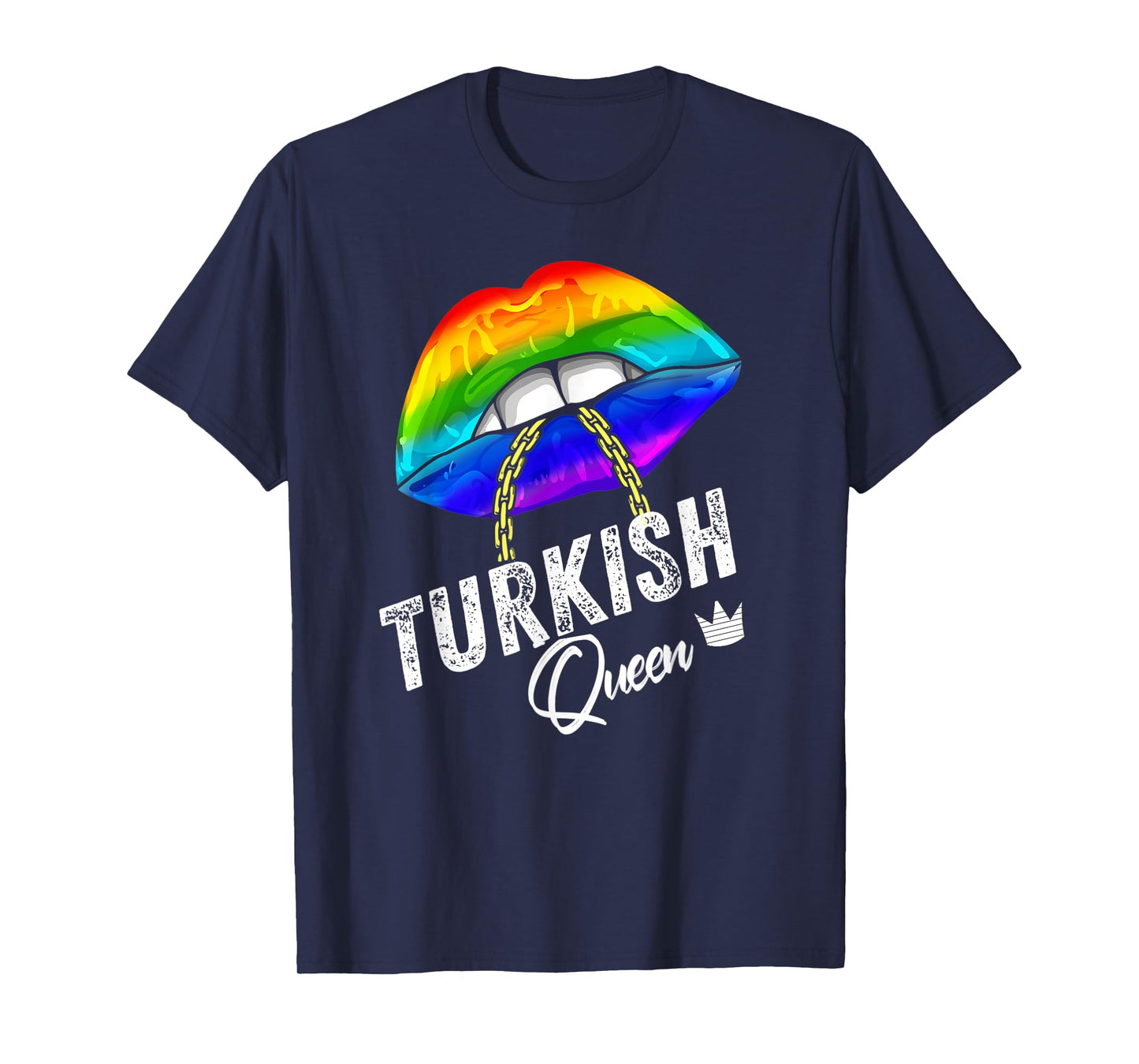 Turkish Queen LGBTQ Gay Pride Flag Lips Rainbow Turkey Mens T-Shirt