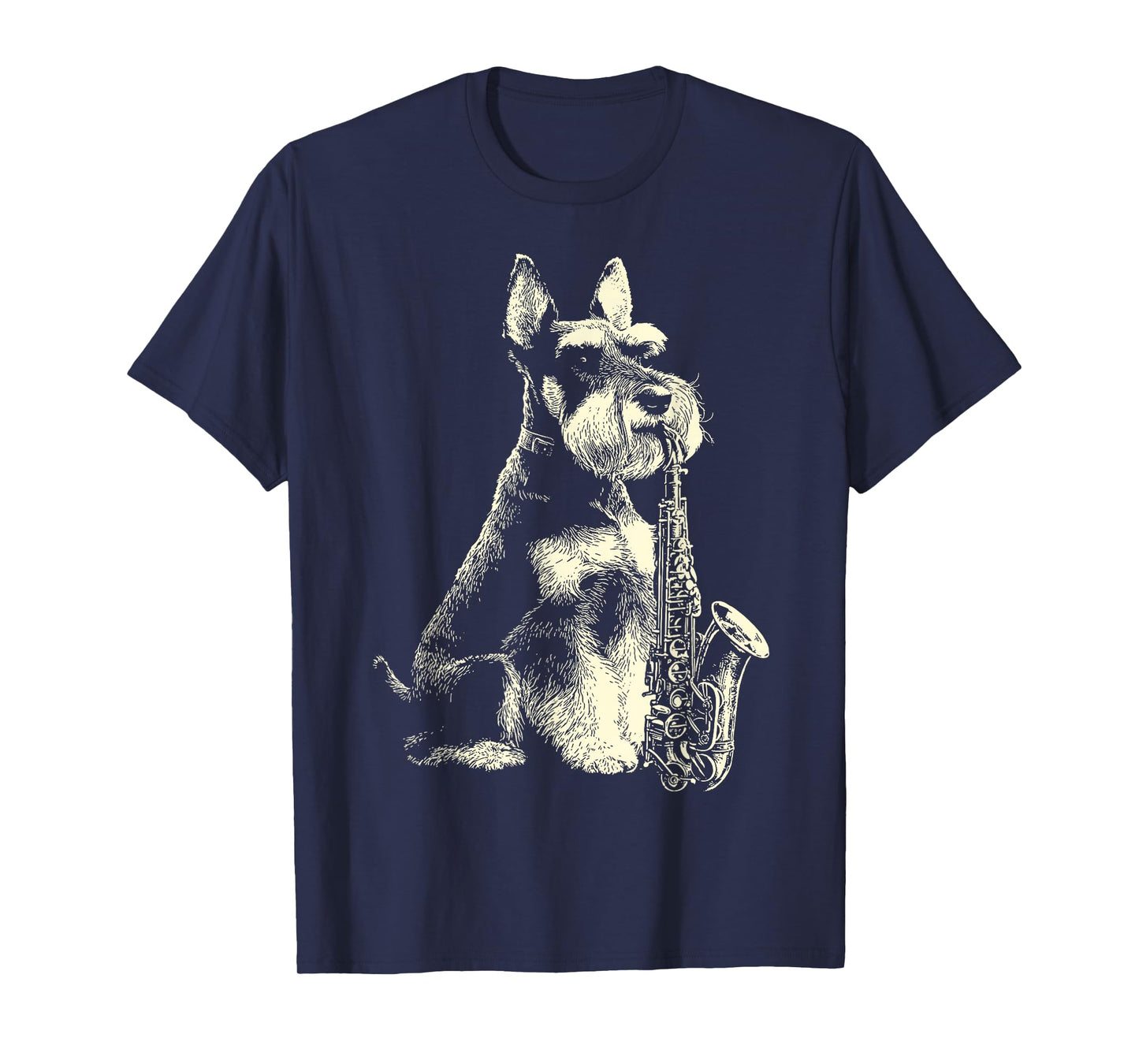 Schnauzer Playing Saxophone Player Funny Jazz Musician Dog T-Shirt
