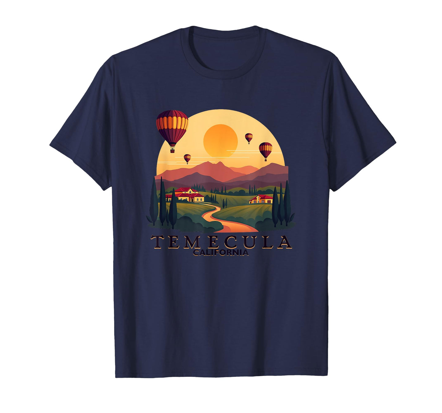 Temecula California Hot Air Balloon Winery Scenic Sunset T-Shirt