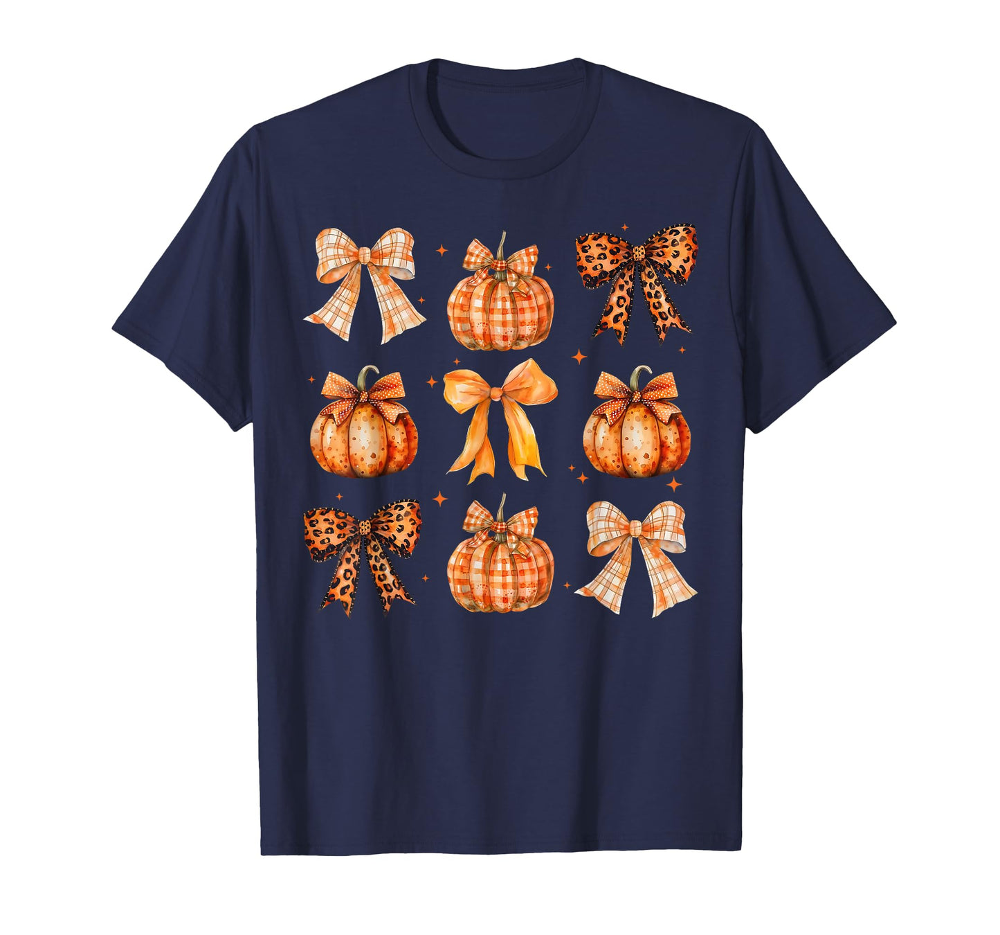 Fall Coquette Bow Leopard Print Pumpkin Thanksgiving Women T-Shirt