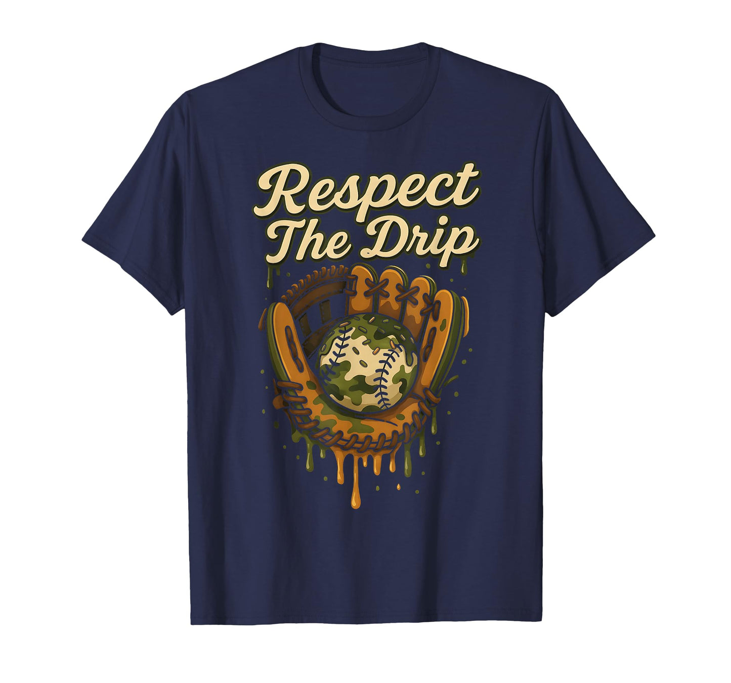 Baseball Drip Camo Baseball Glove Boys Sports Cool Game Day T-Shirt