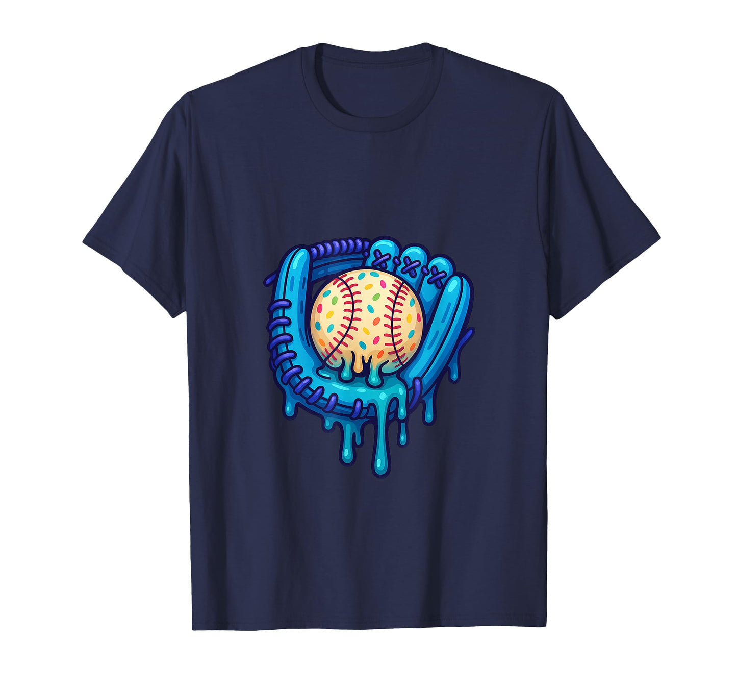 Baseball Drip Ice Cream Sprinkles Baseball Glove T-Shirt