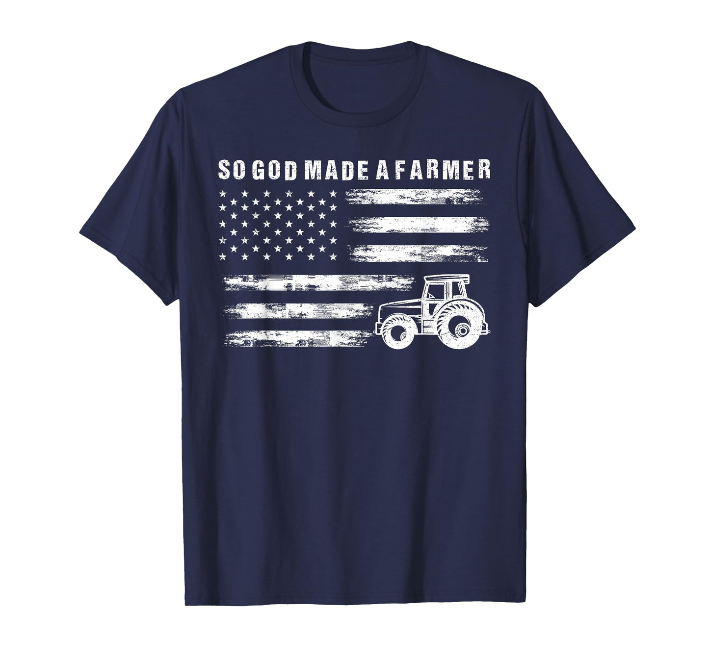 So God Made A Farmer Retro American Flag Tractor T-Shirt