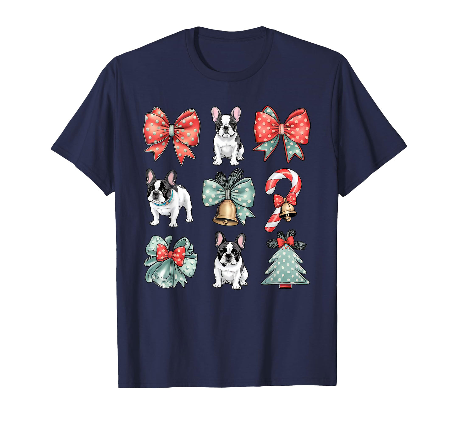 Coquette Red Xmas Santa Claus french bull dog Lover Xmas T-Shirt