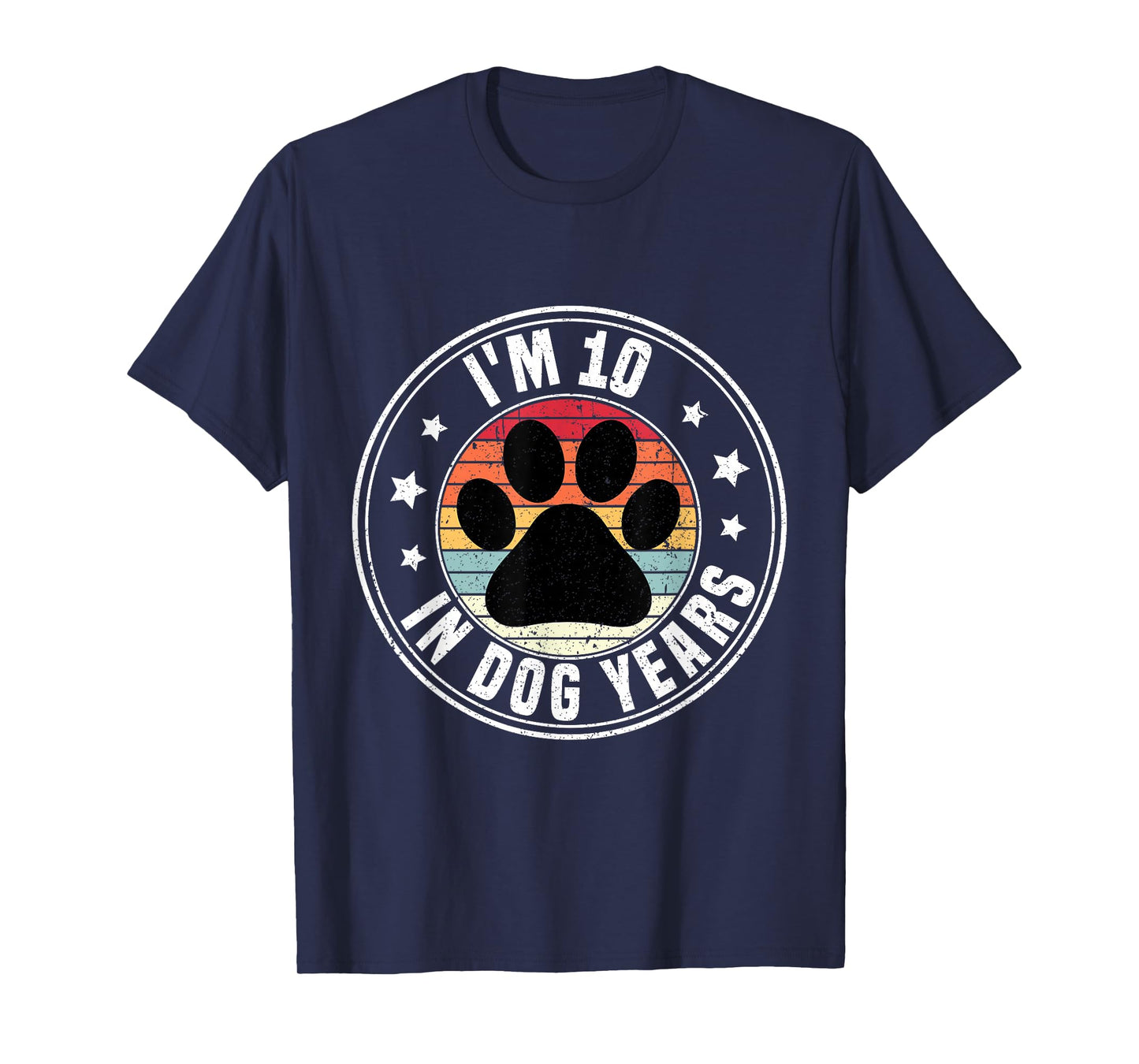 I'm 10 in Dog Years Funny 70th Birthday Dog Lover Vintage T-Shirt