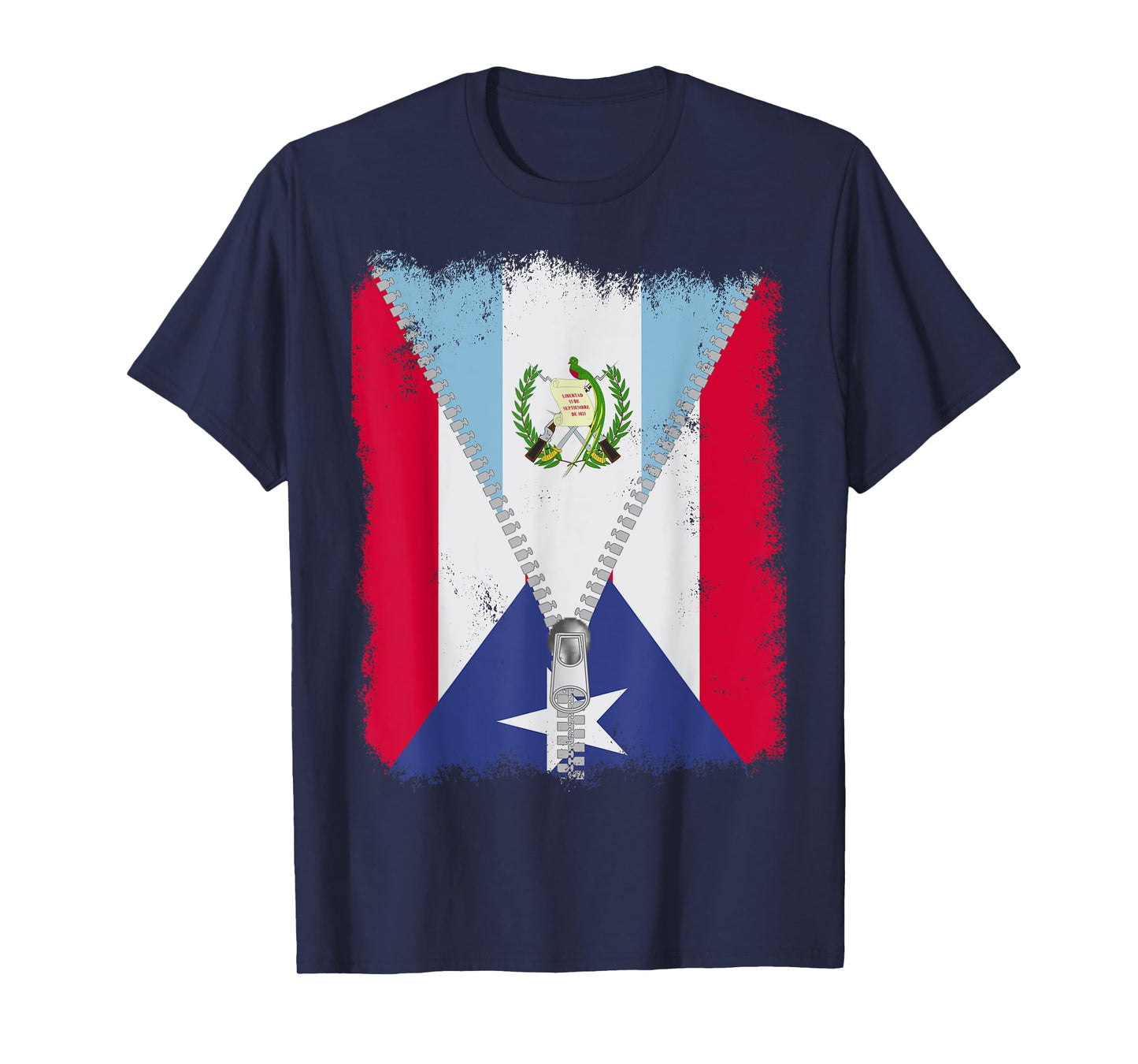 Puerto Rico Flag Guatemalan zip T-Shirt