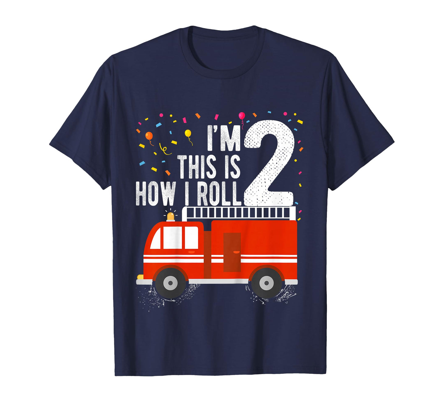 Fire Truck 2nd Birthday Boy 2 Year Old Firefighter T-Shirt