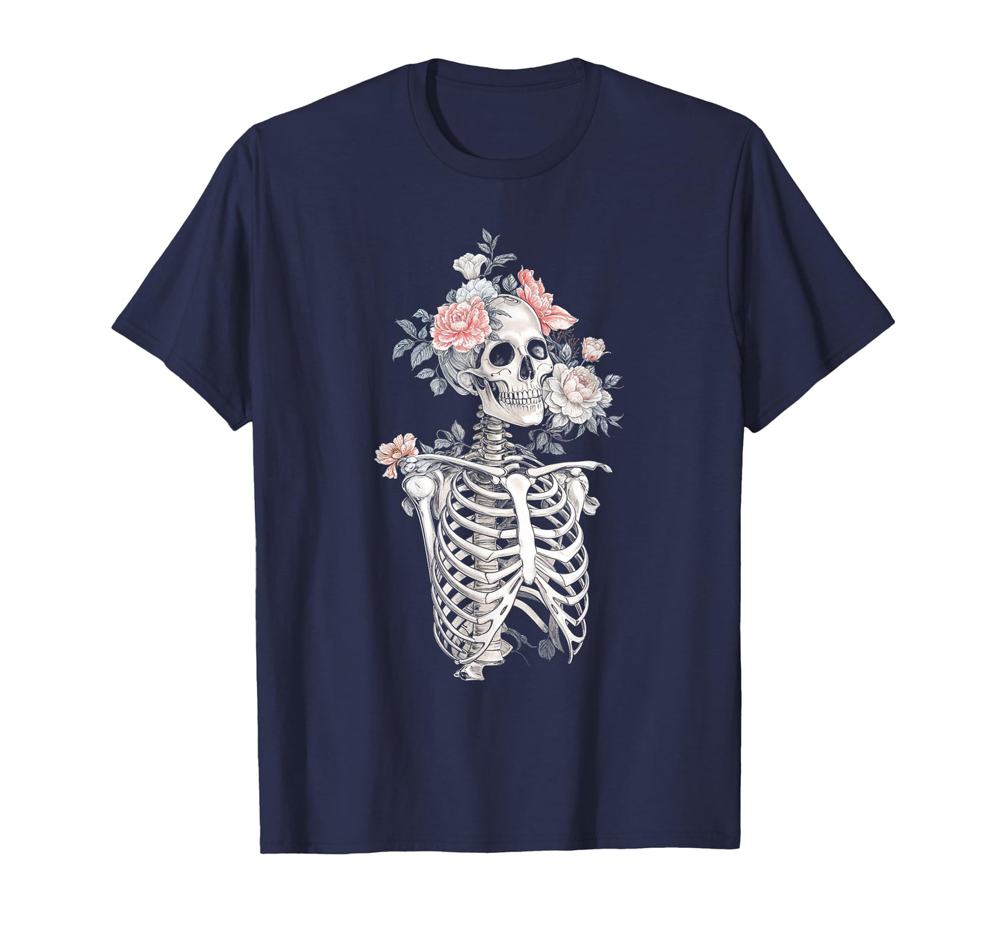 Floral Skeleton Flowers Goth Dark Aesthetic Creepy T-Shirt