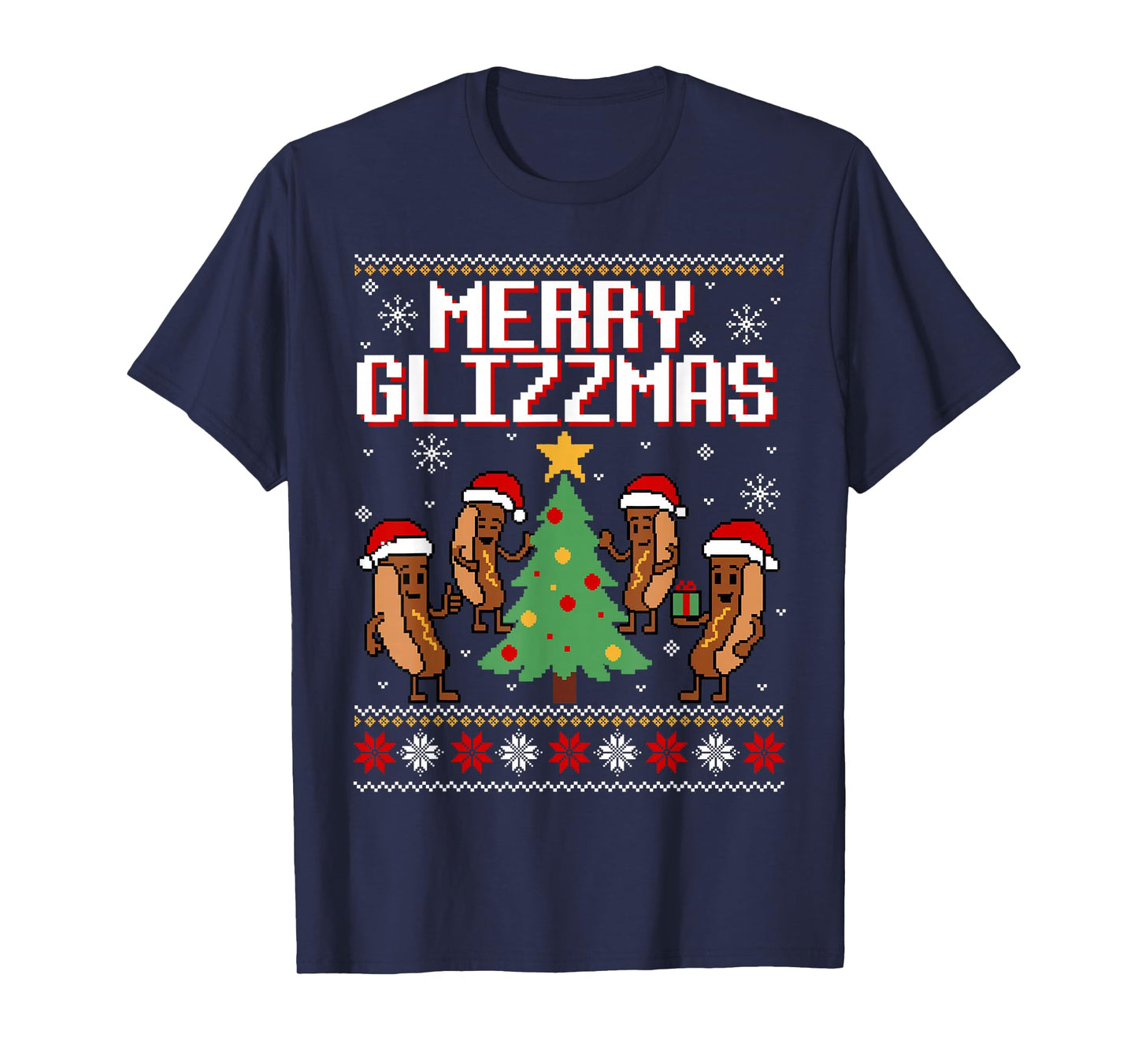 Merry Glizzmas Funny Merry Christmas Hotdogs Xmas Gift T-Shirt