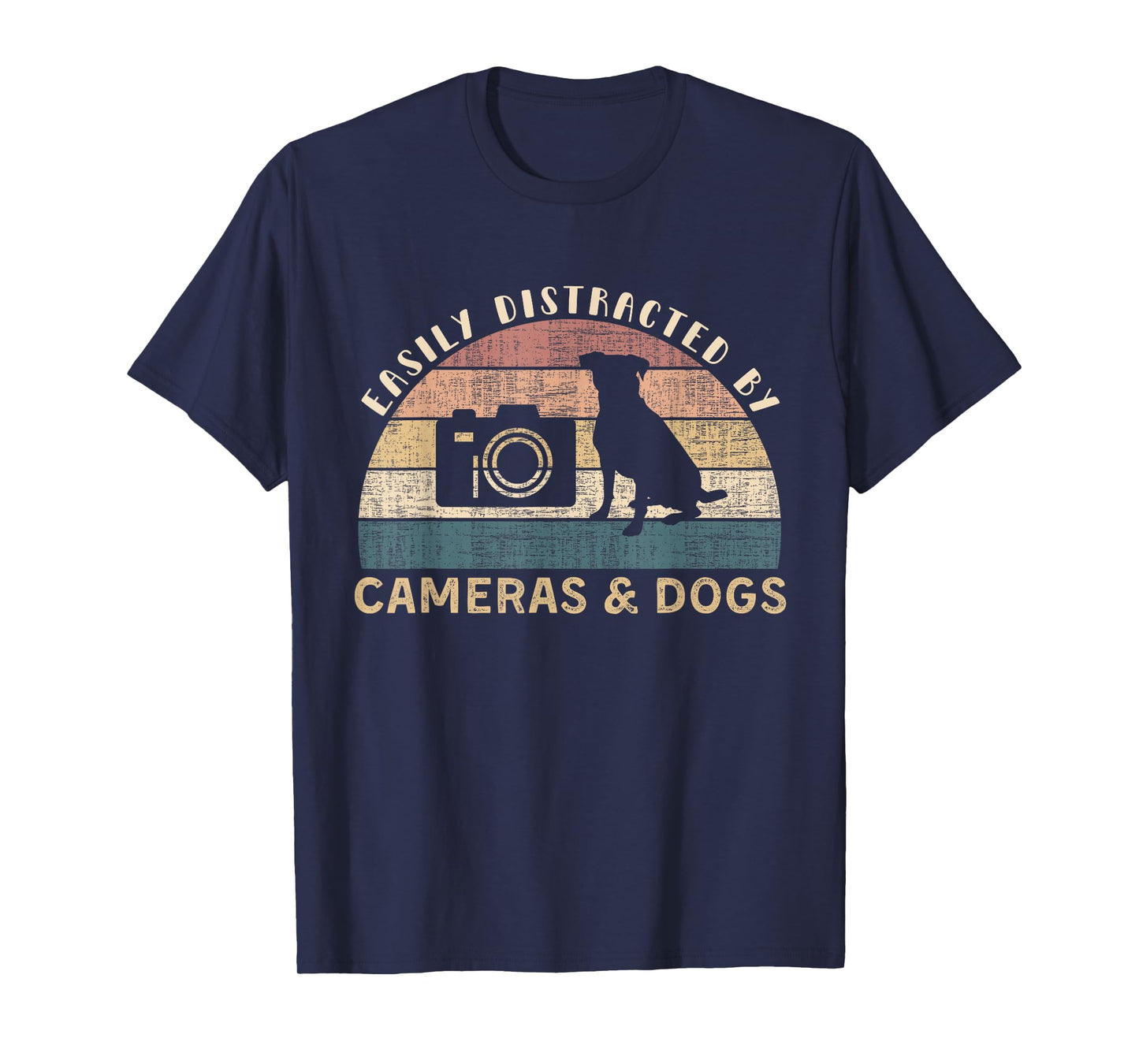 Easily Distracted By Cameras & Dogs Retro Funny Photographer T-Shirt