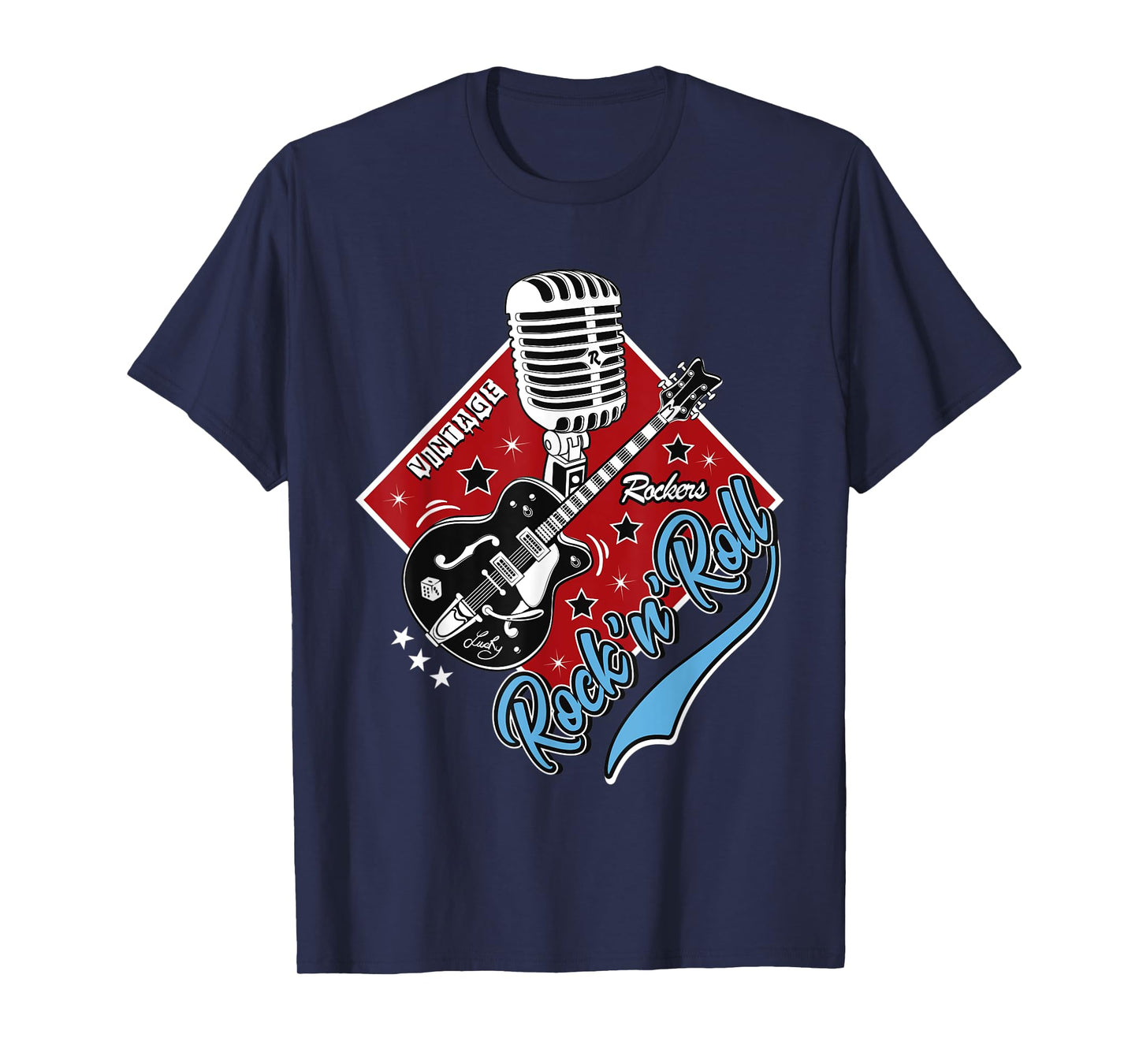 Guitar Rock and Roll Rockabilly Vintage Microphone Rocker T-Shirt