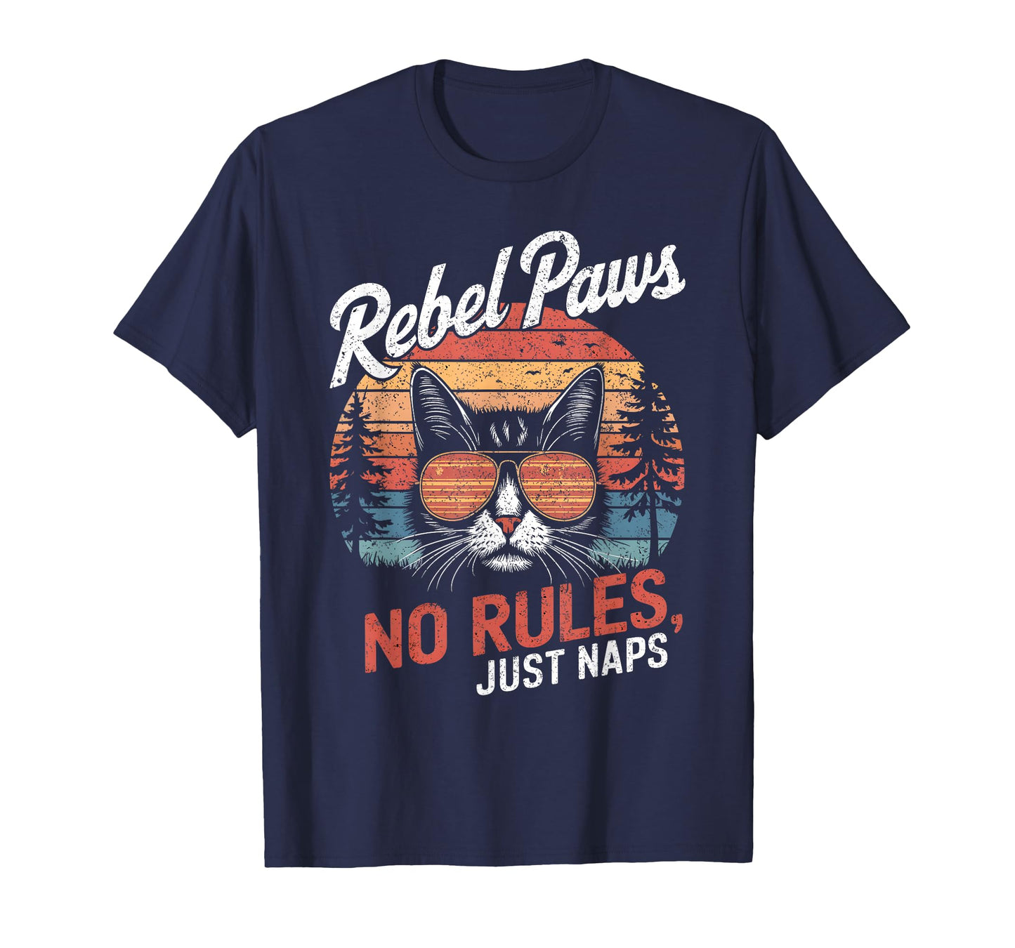 Cat with Sunglasses and Sunset Vibes T-Shirt