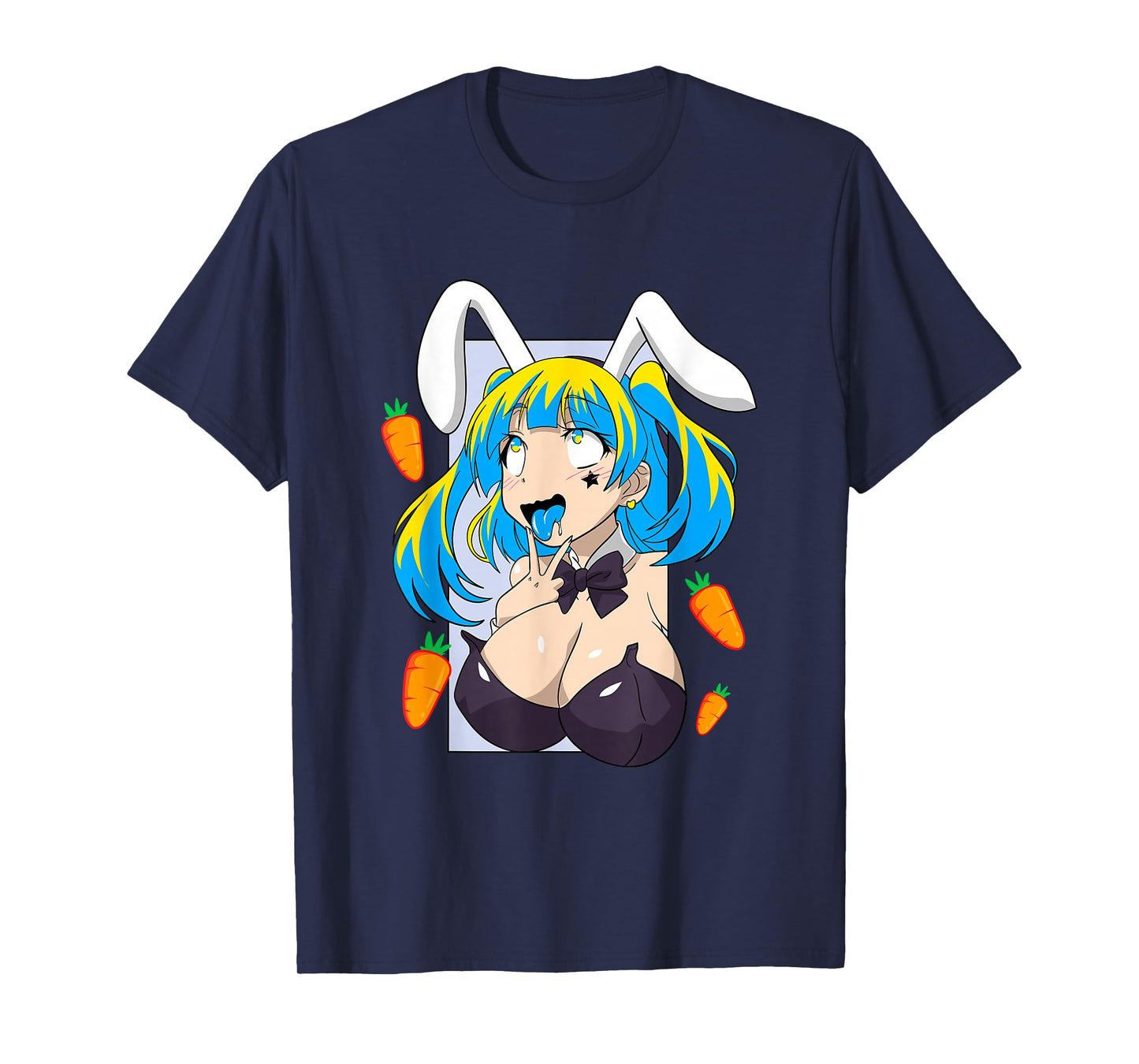 Ahegao Shirt Anime face Rabbit Cosplay Lewd tees T-Shirt