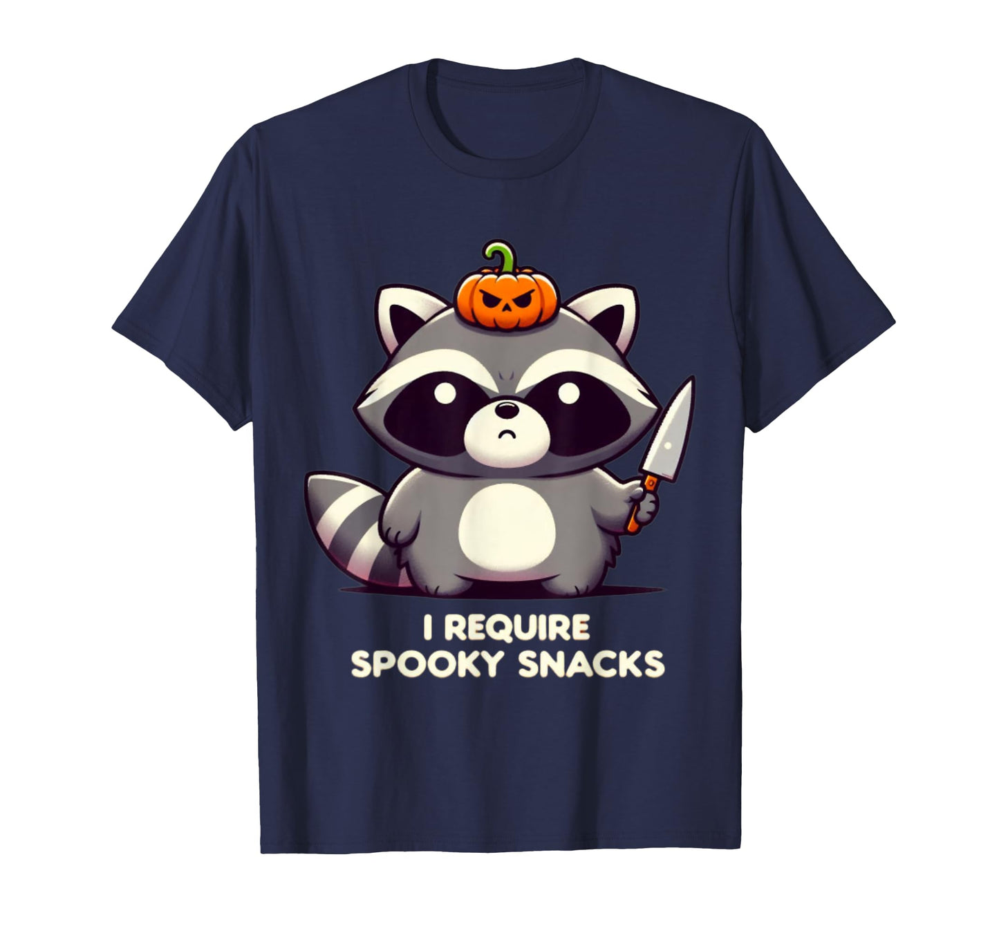 I Require Spooky Snacks Angry Raccoon Halloween T-Shirt